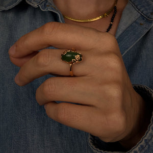 Jade Ring with Flower Detail