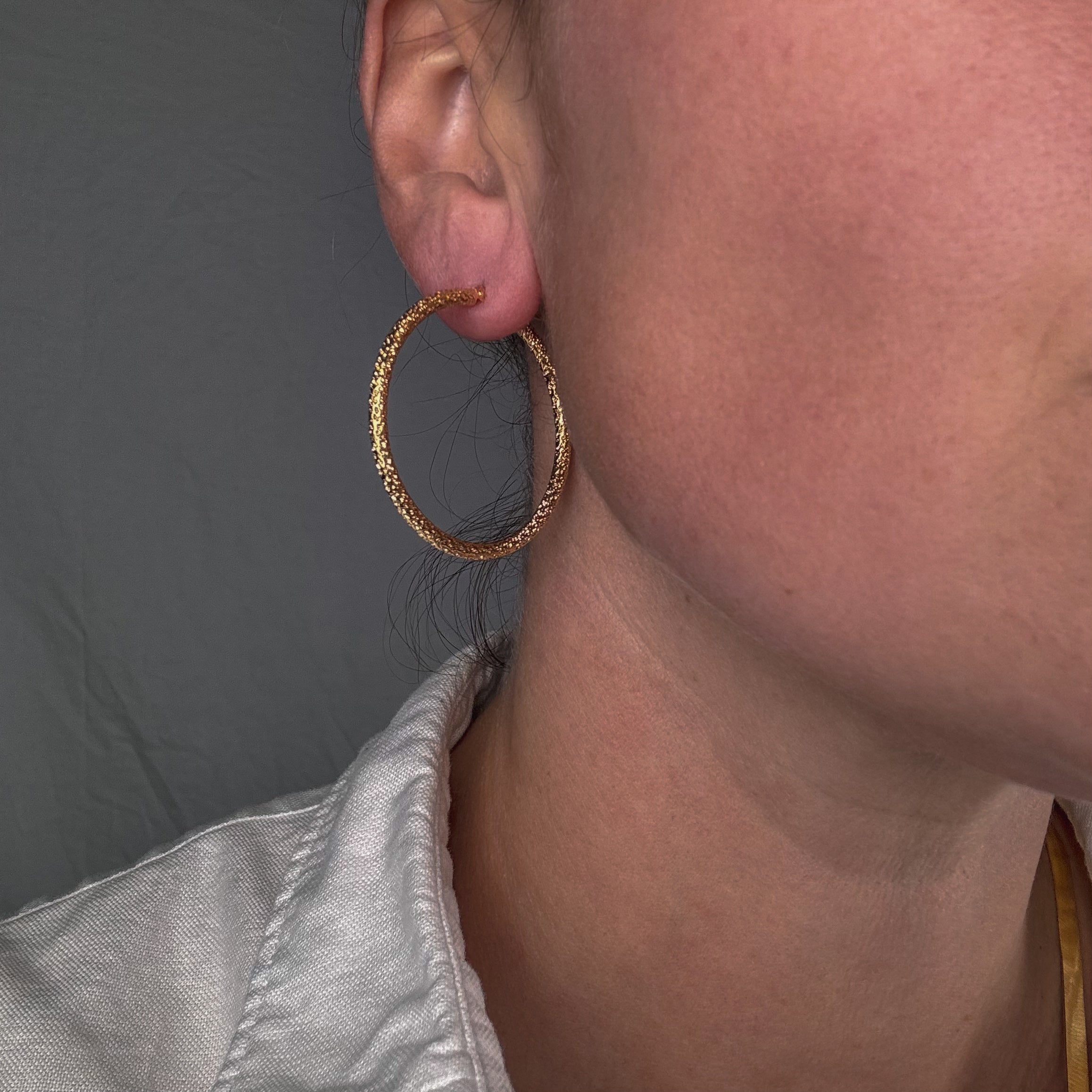 42 mm Gold Nugget Hoop Earrings