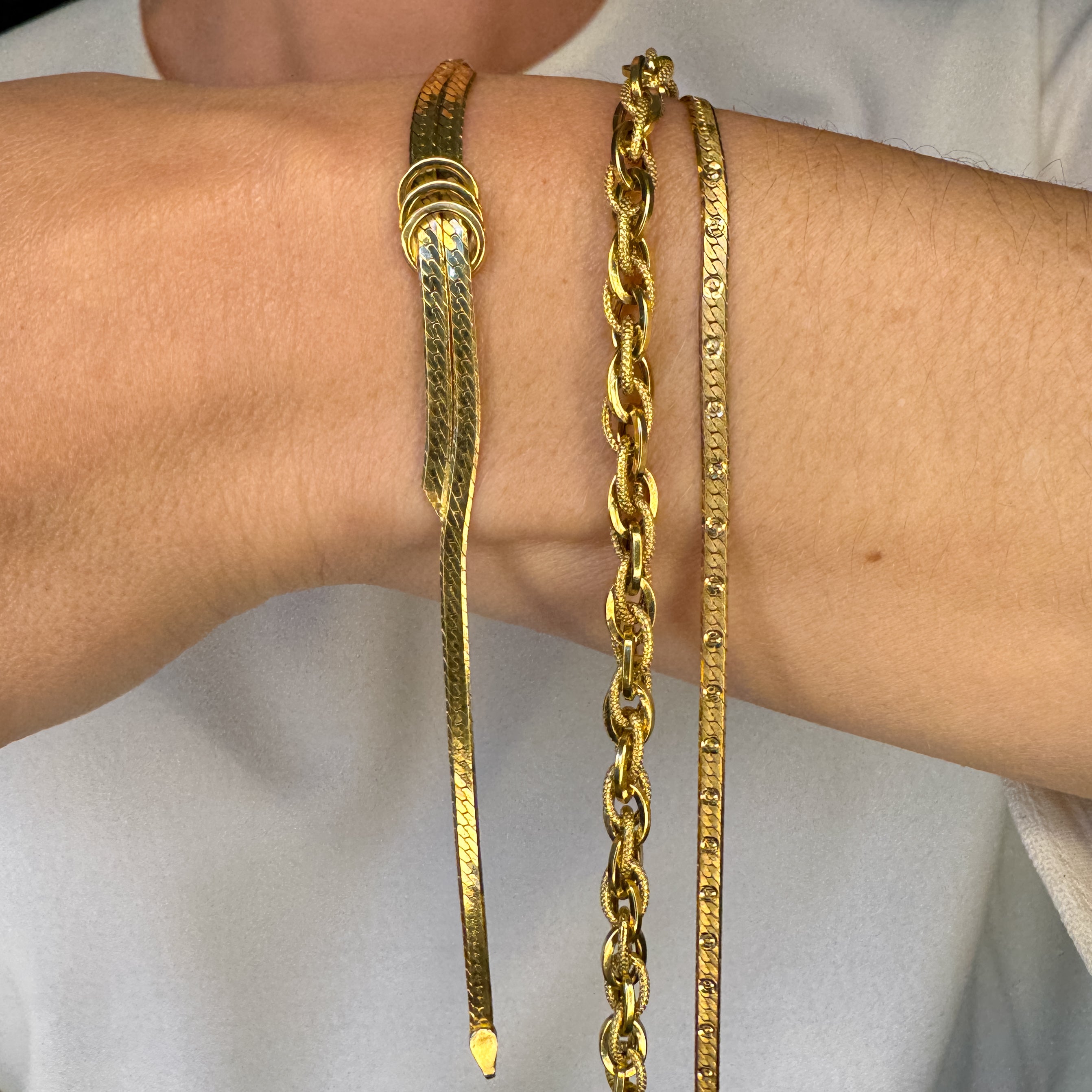vintage 18k gold 7.5" Large Link Rope Bracelet