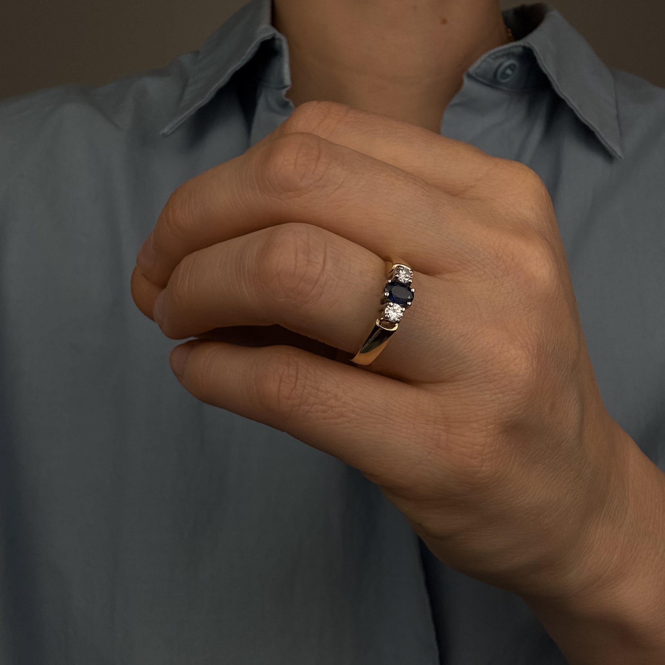 Sapphire and Diamond Trilogy Ring
