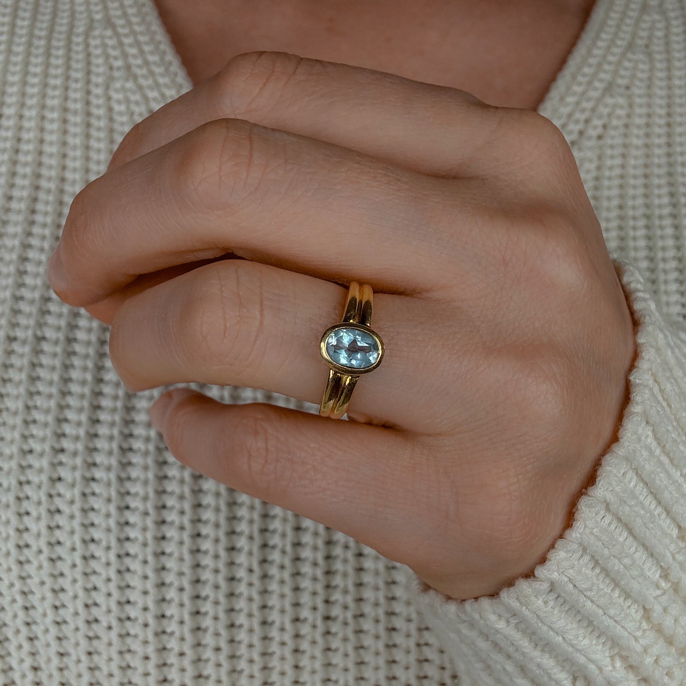 Bezel Set Aquamarine Ring