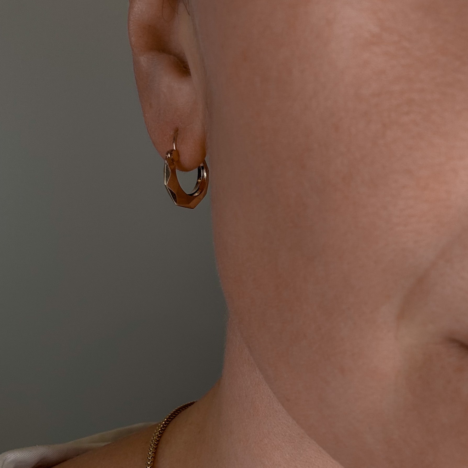 Geometric Gold Drop Hoop Earrings