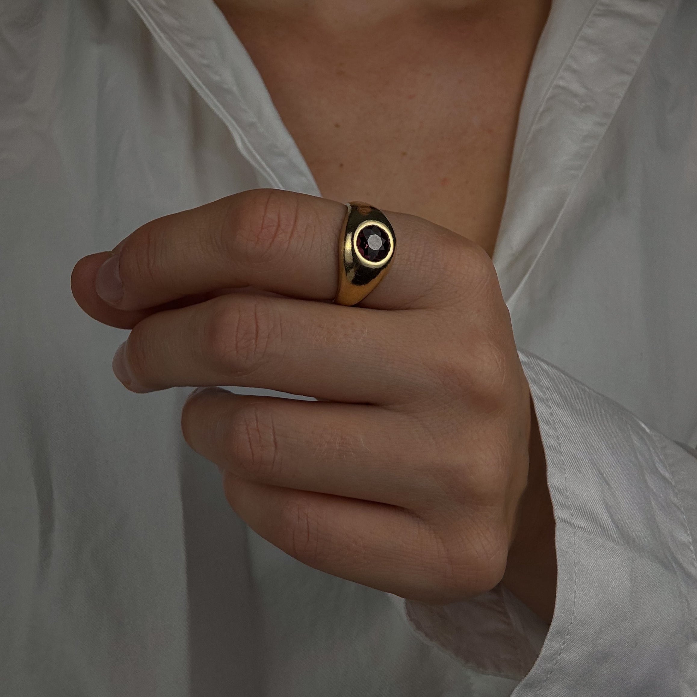 Flush Set Garnet Signet