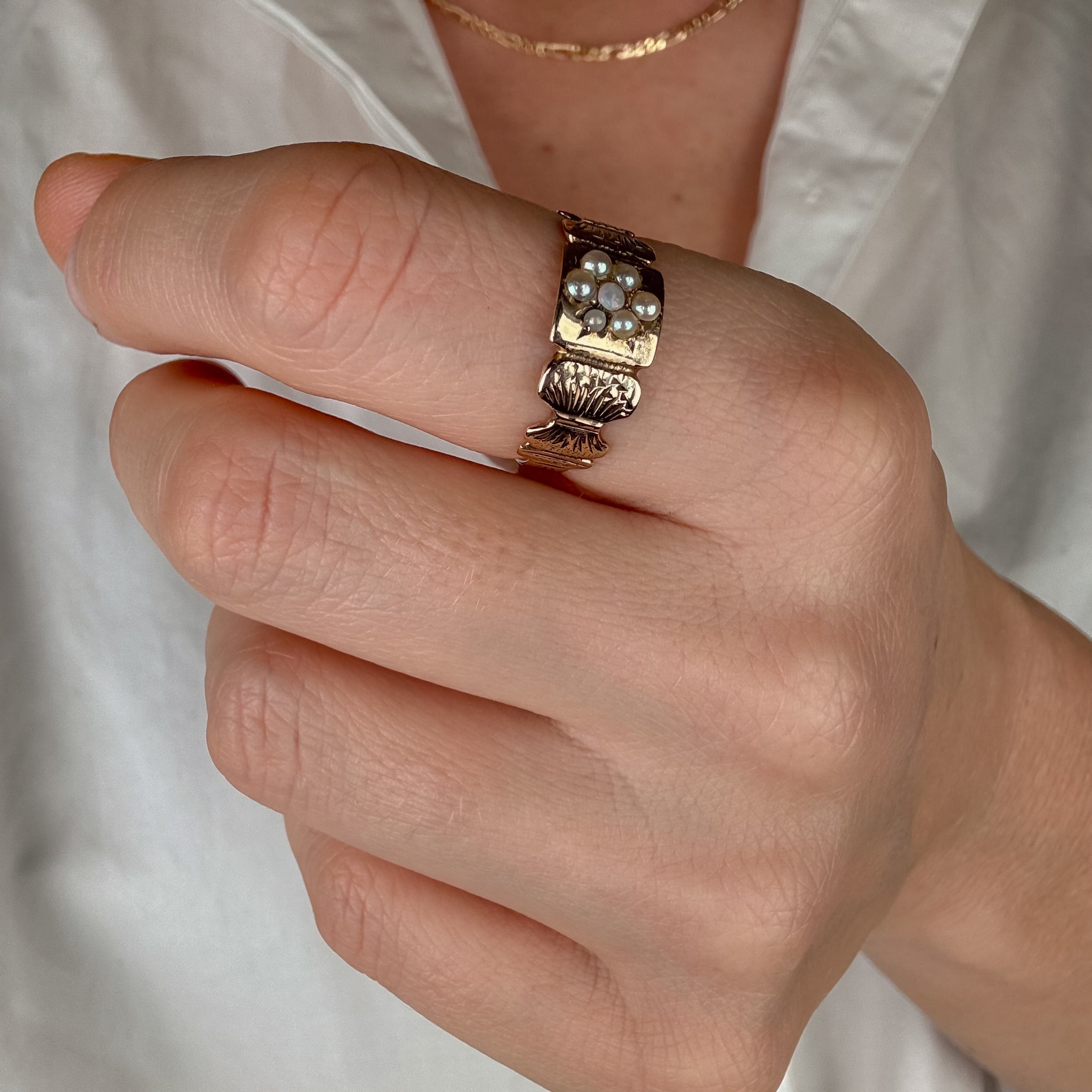 Antique Pearl and Opal Flower Ring