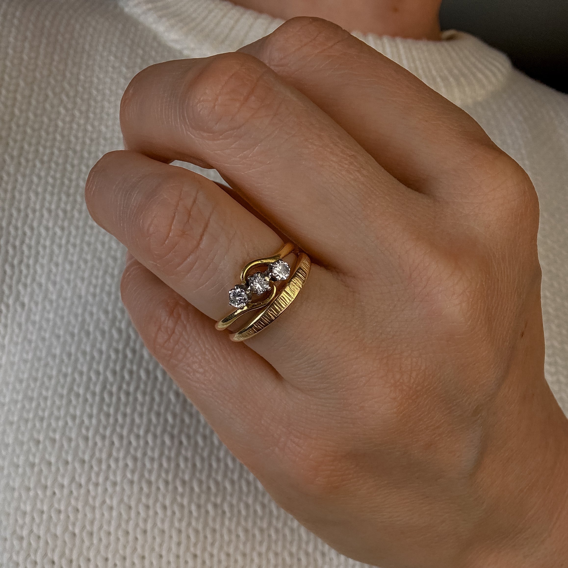 Antique Diamond Bypass Trilogy Ring