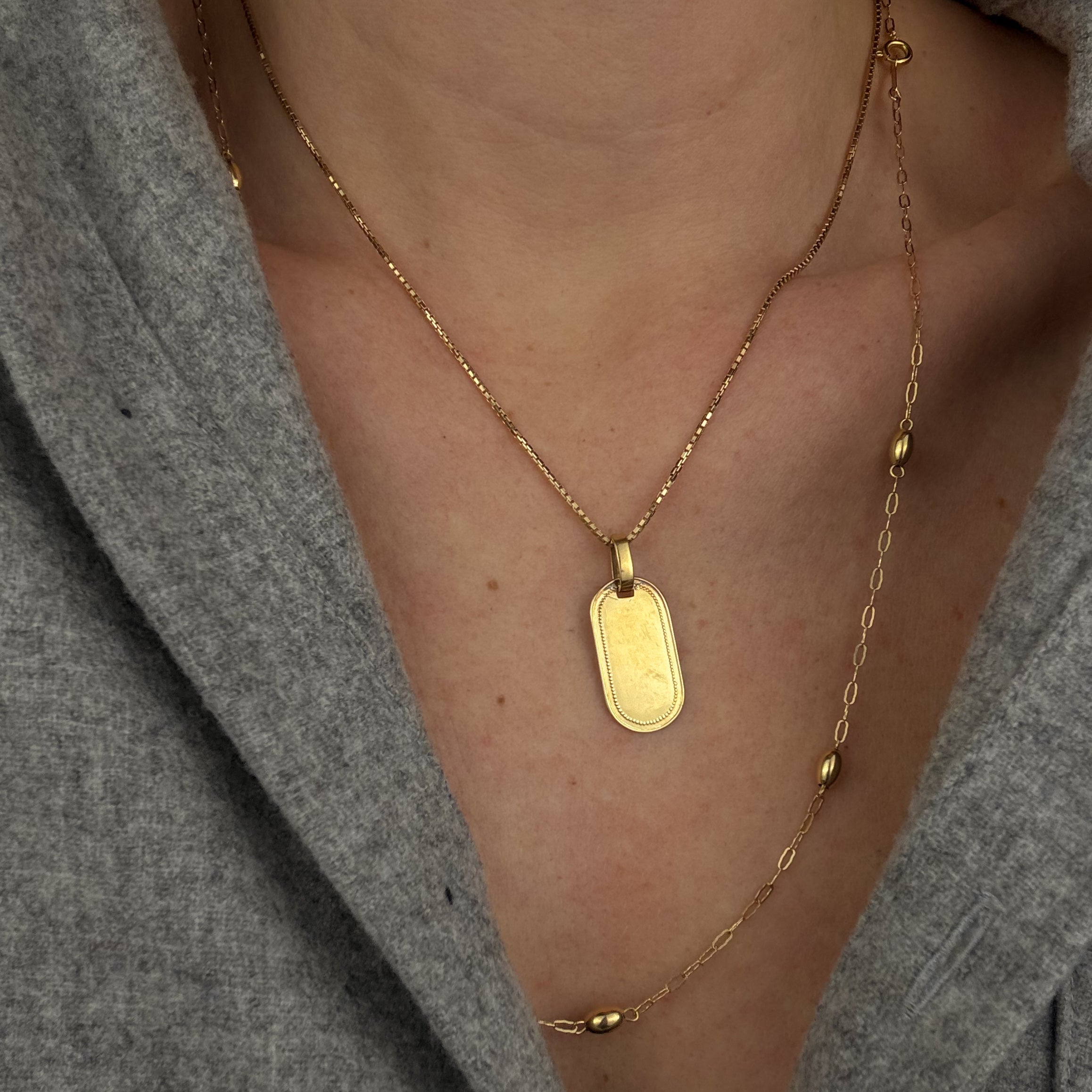 Beaded Oval Dog Tag