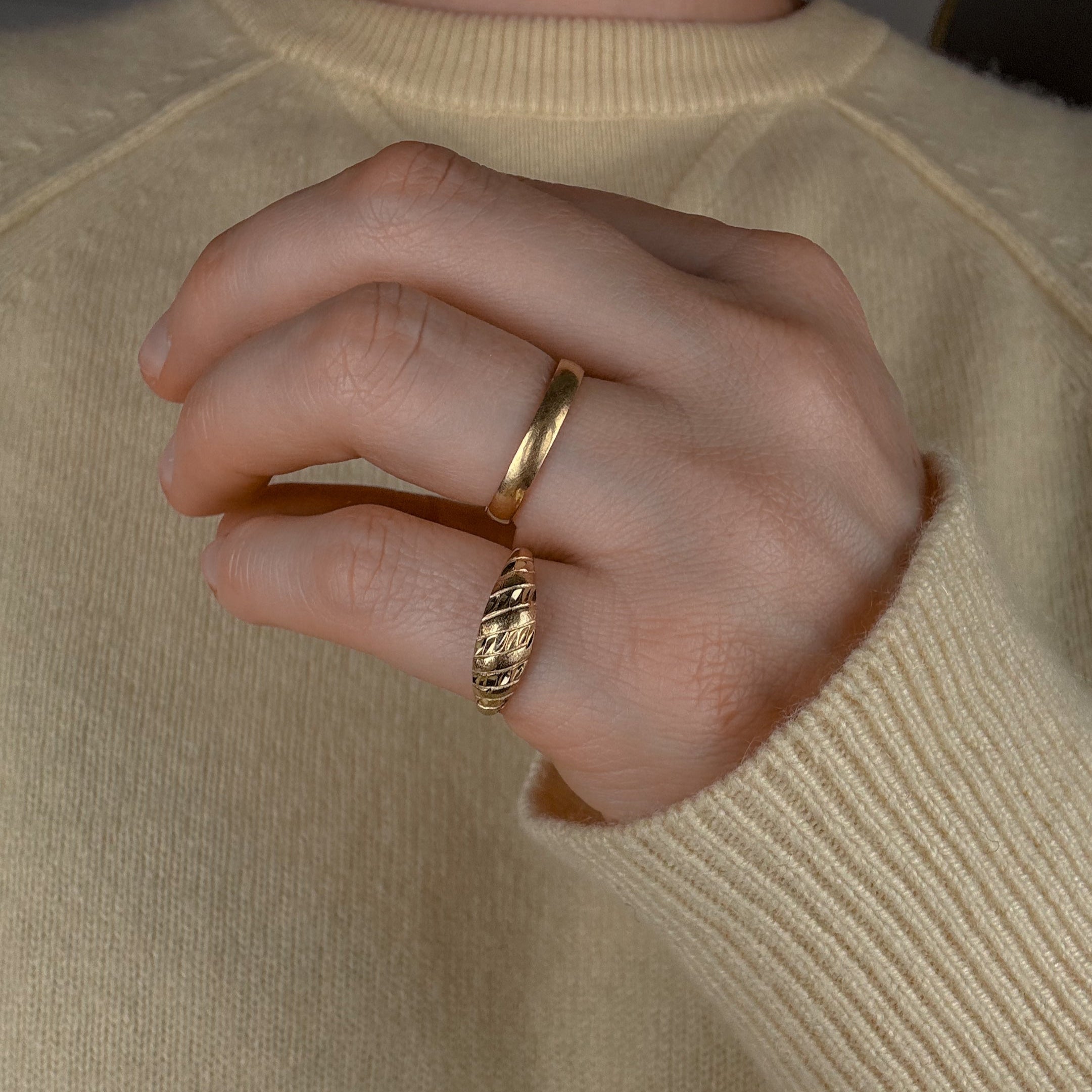 Diamond Cut Domed Ring