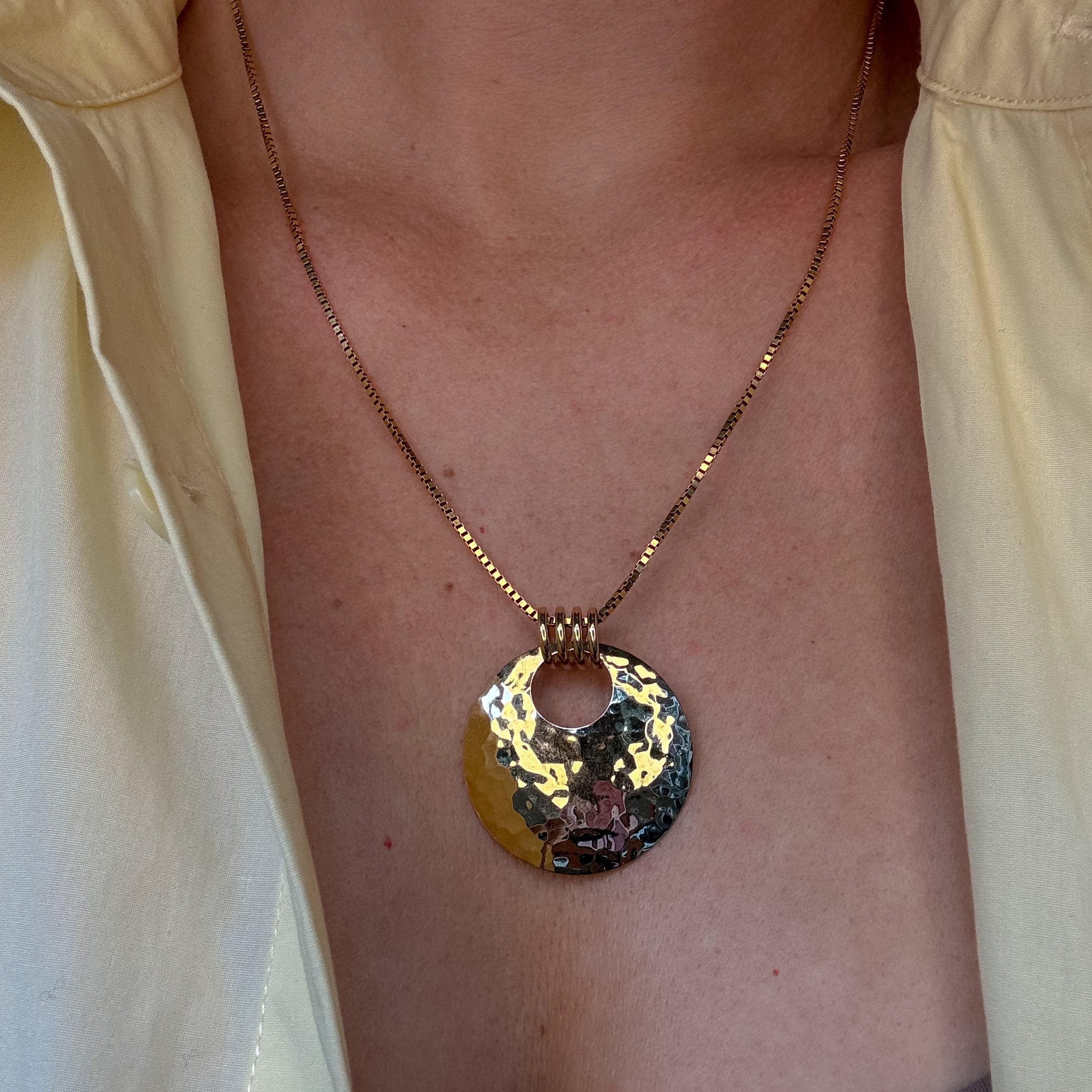 Hammered Gold Disk Pendant