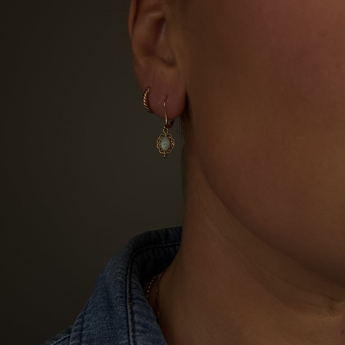 Romantic Opal Drop Hoops