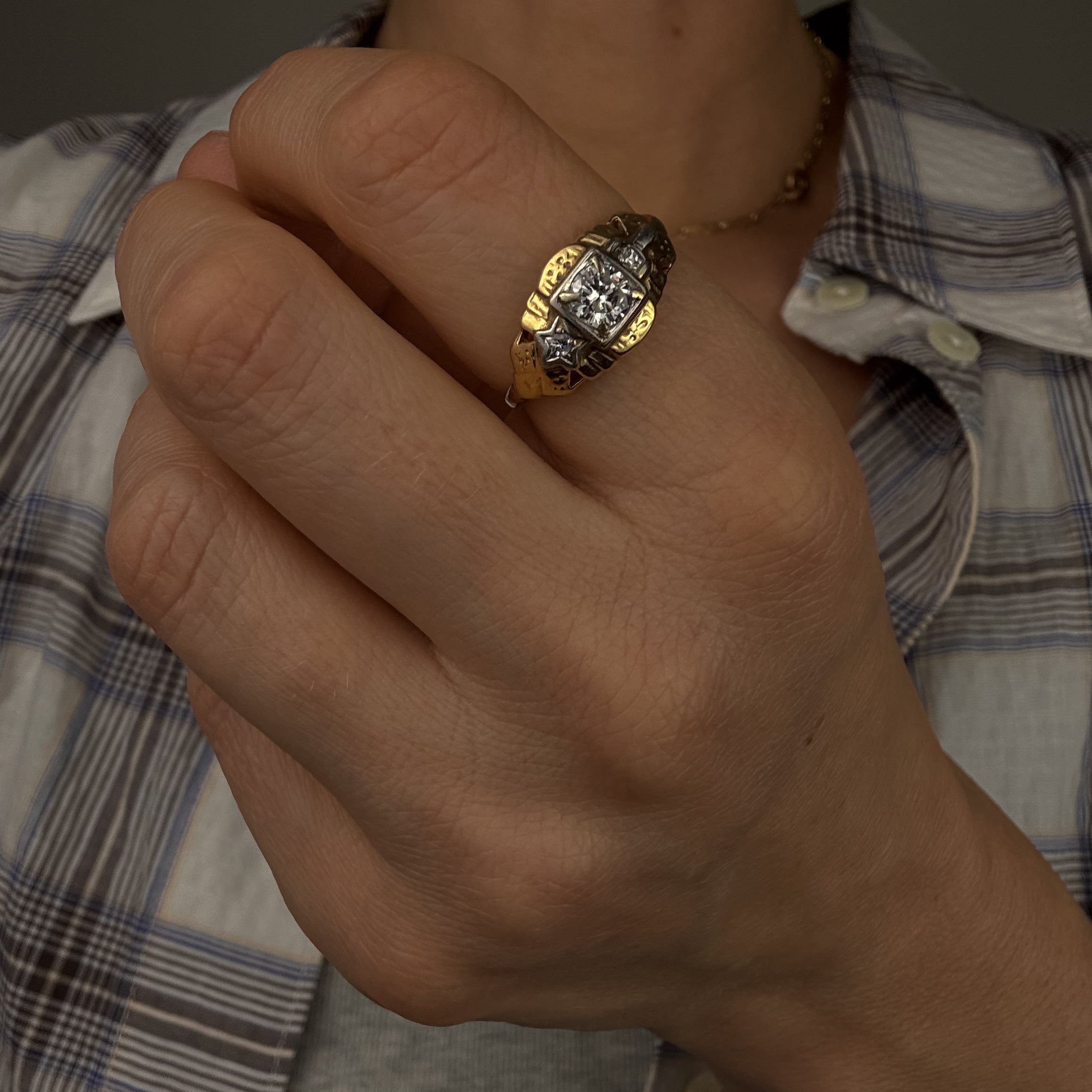 Diamond Star & Square Ring