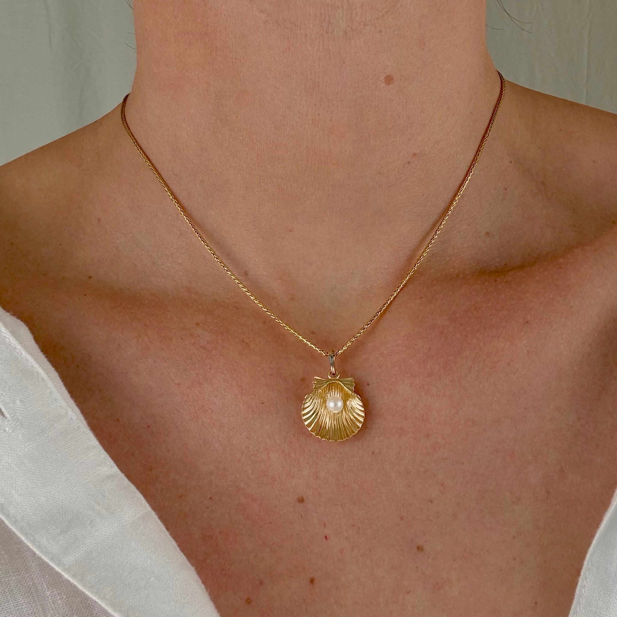 Gold Oyster and Pearl Pendant