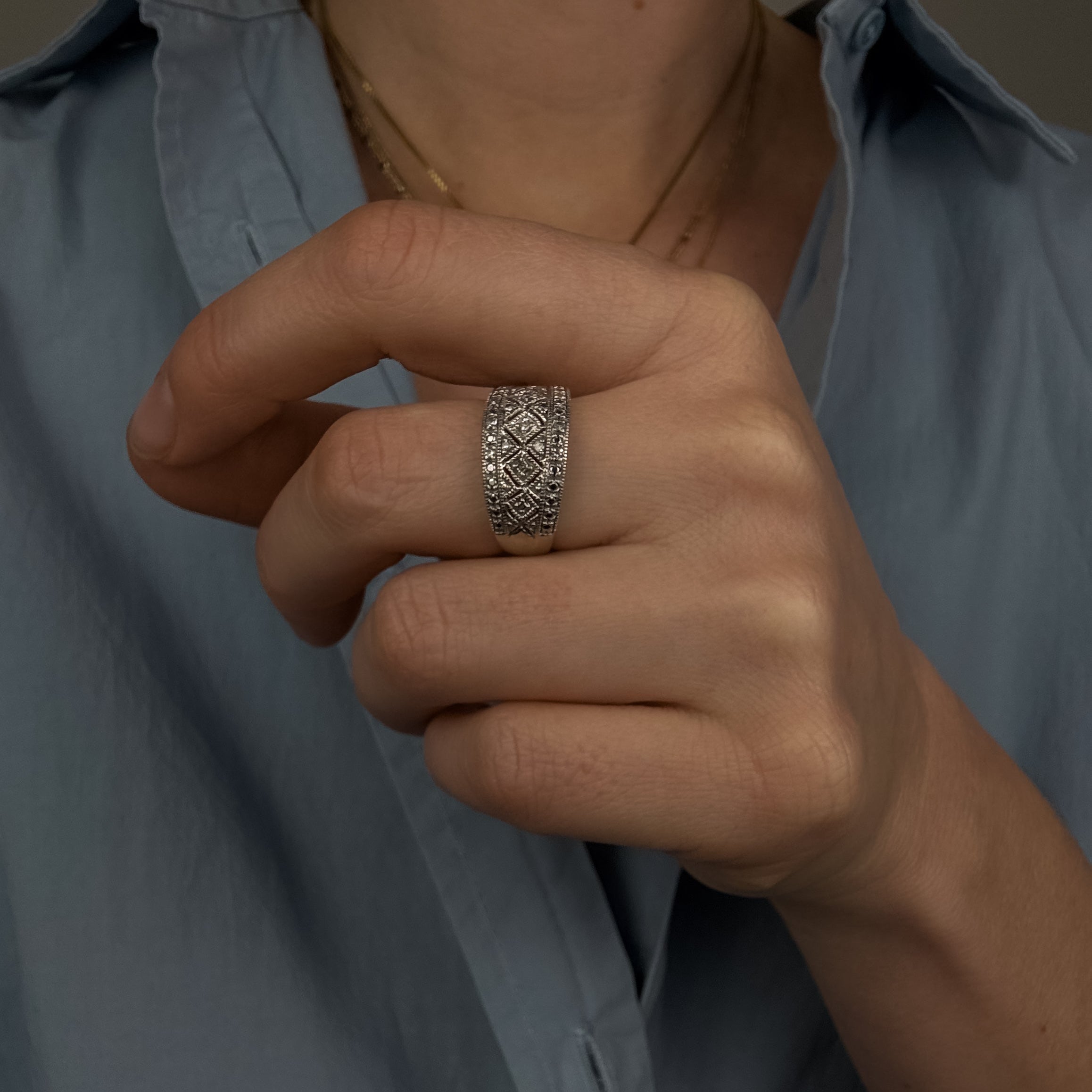 Art Deco Geometric Diamond Band