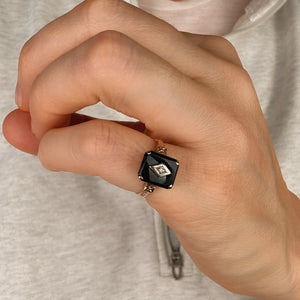 Birks Onyx and Diamond Pinkie Ring