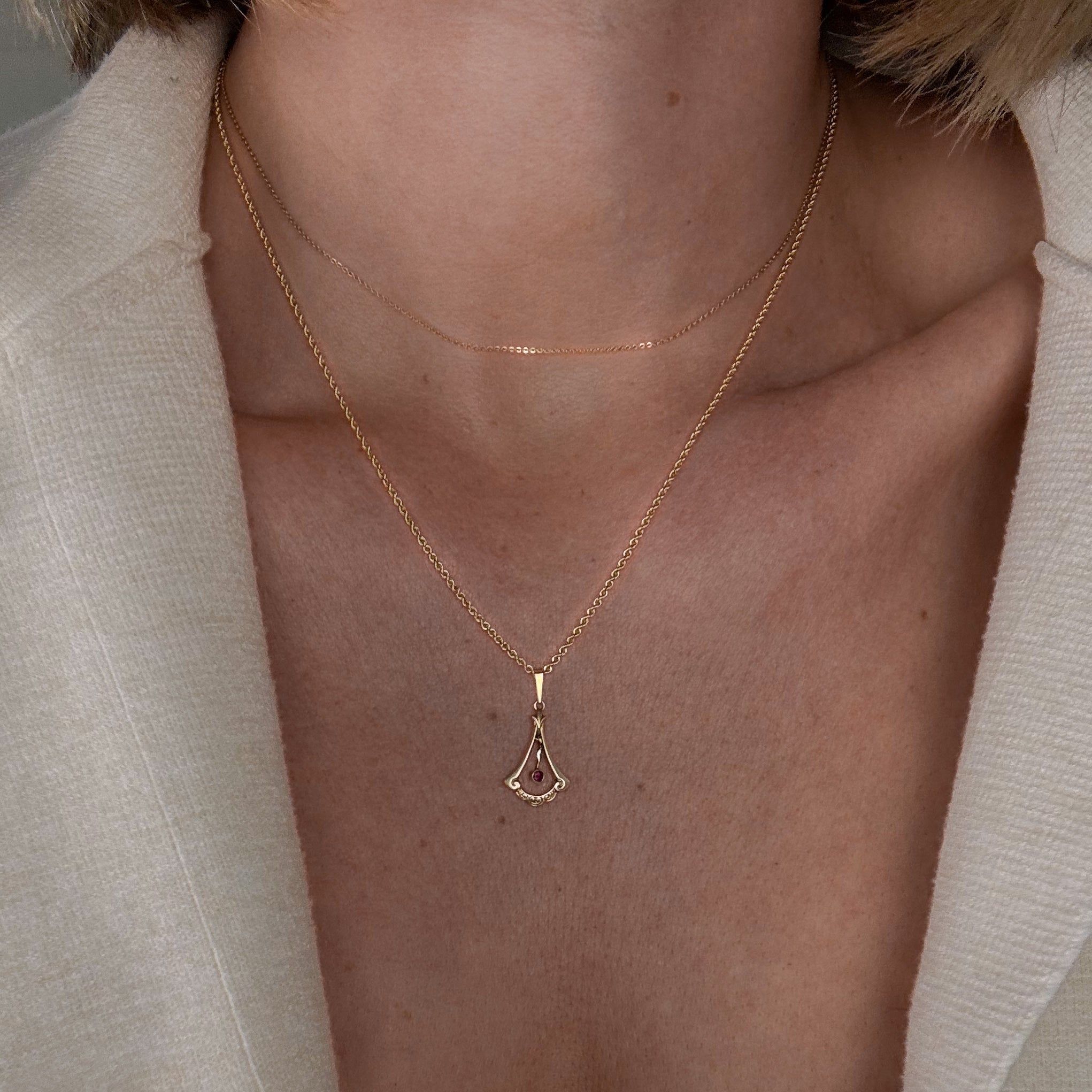 Dainty Drop Ruby Pendant