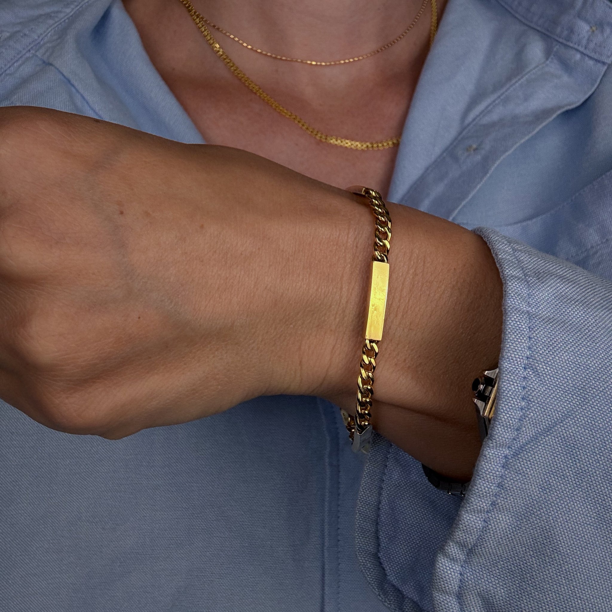 7.25" Curb and Bar Bracelet