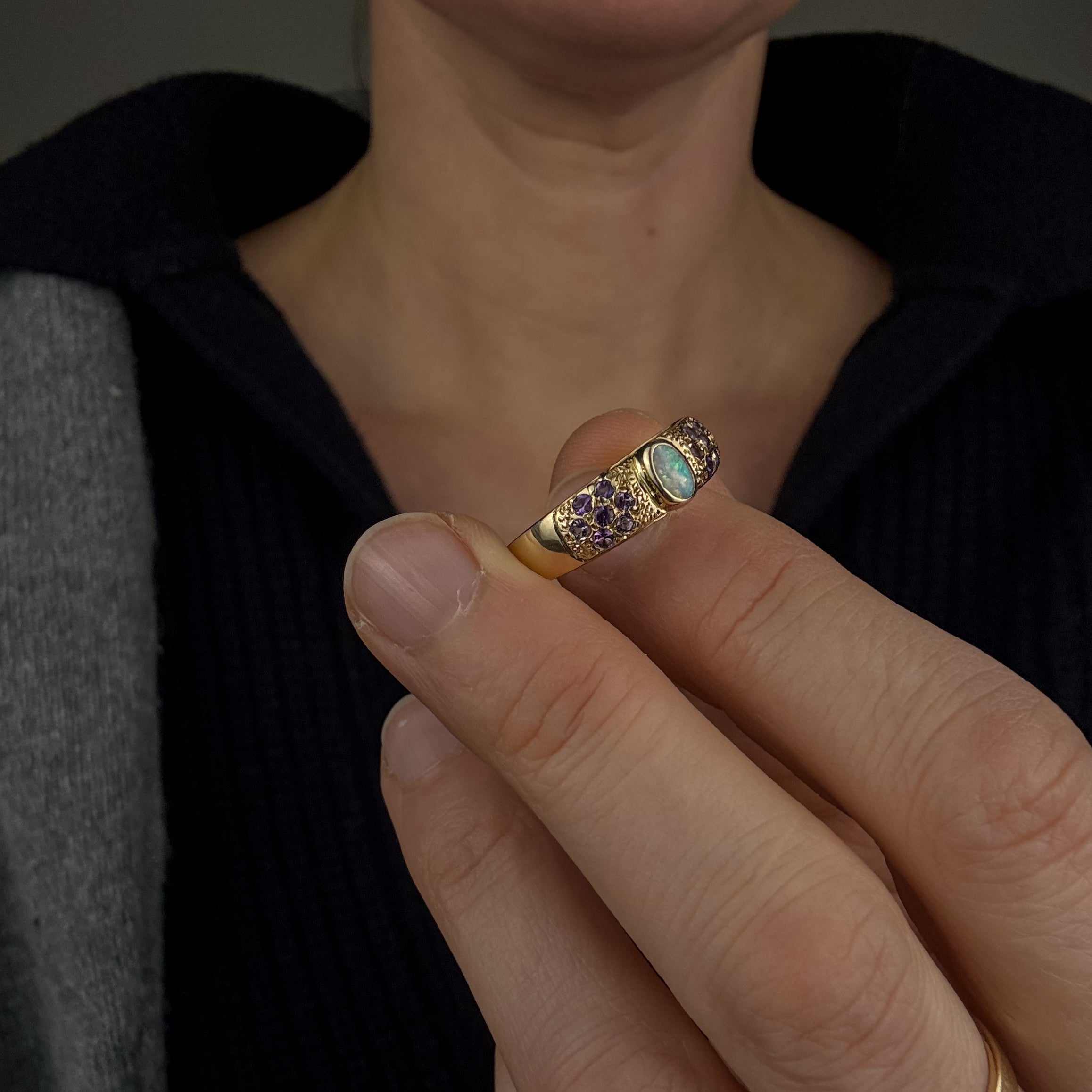 Opal and Amethyst Ring