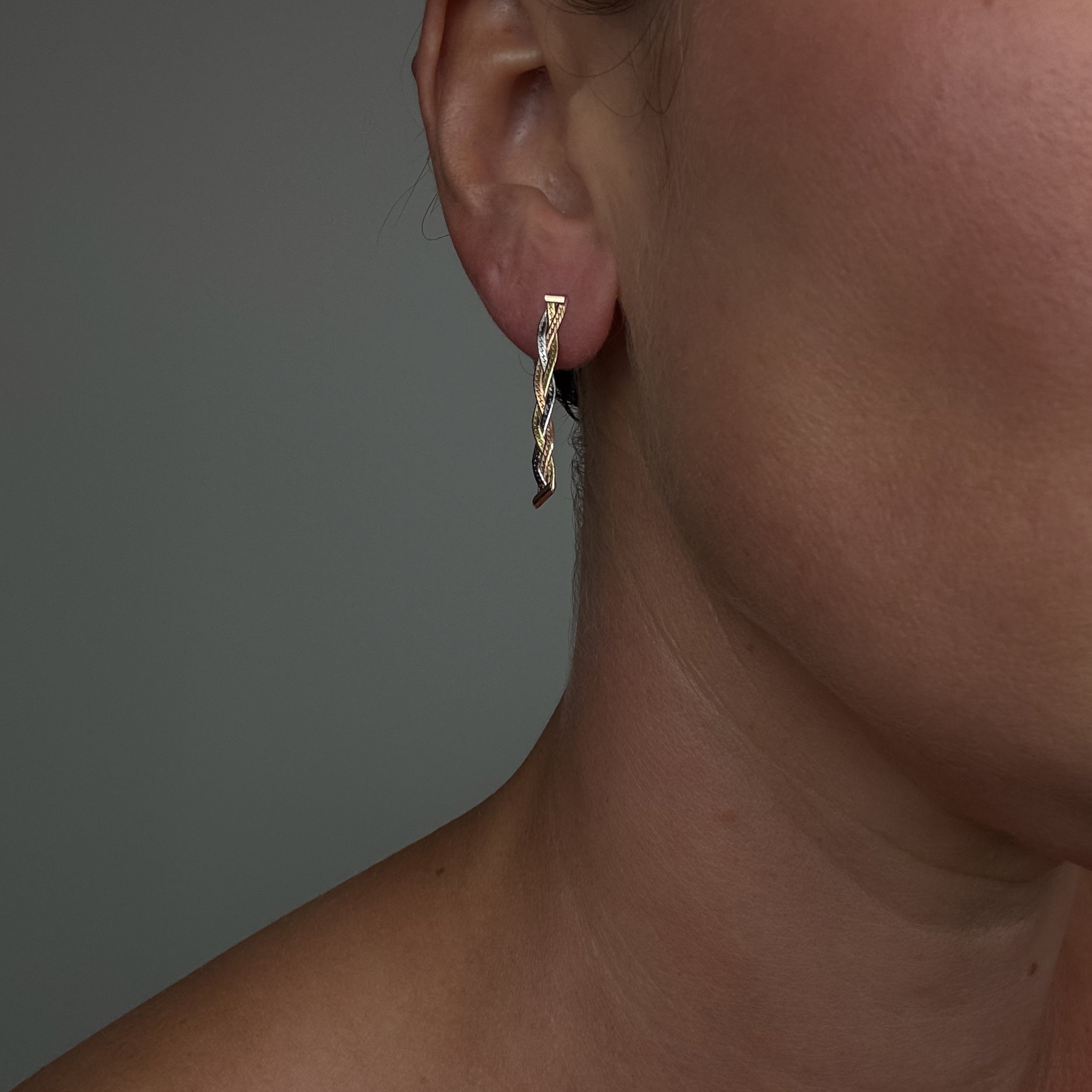 Tri-Tone Braided Earrings