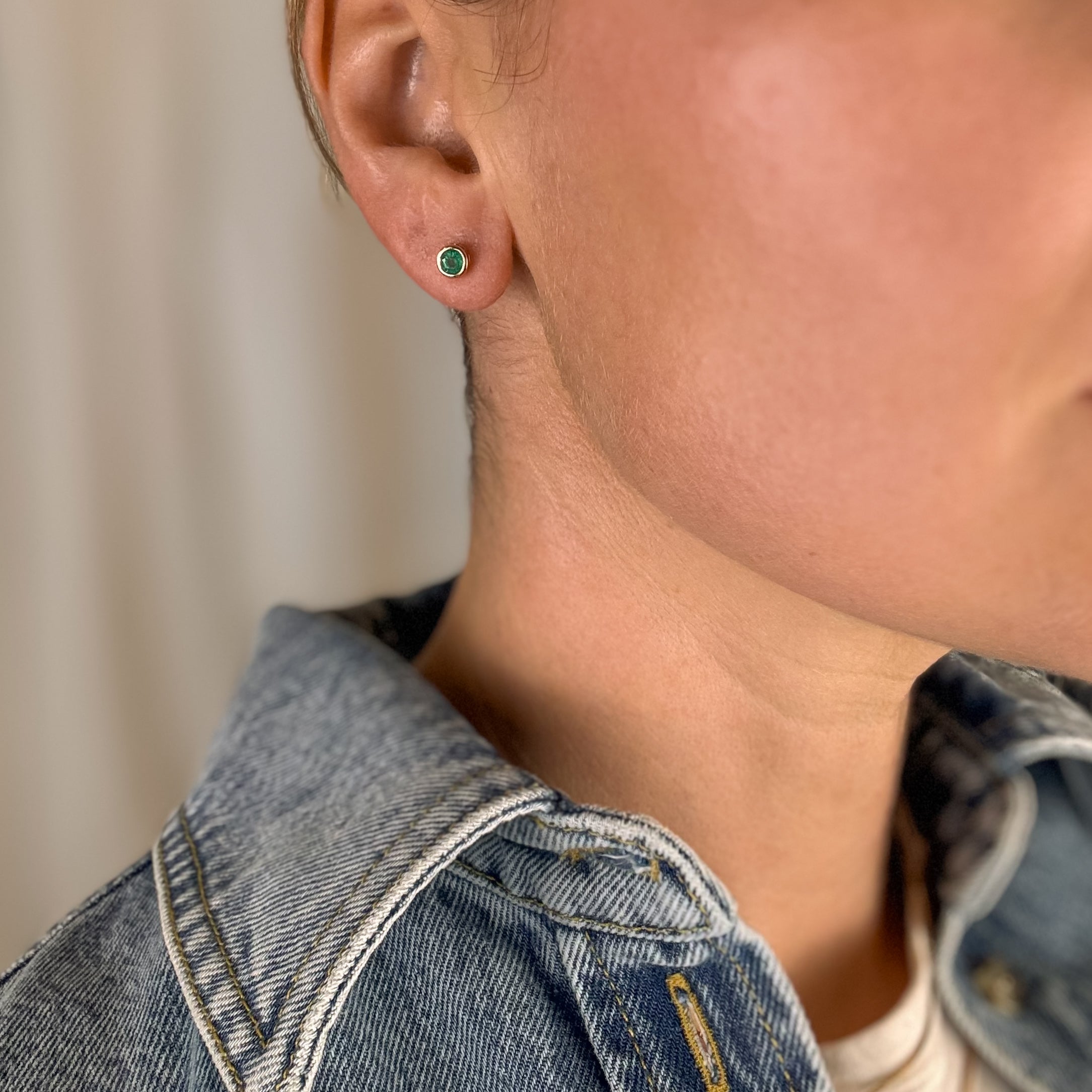 Bezel Set Emerald Earrings