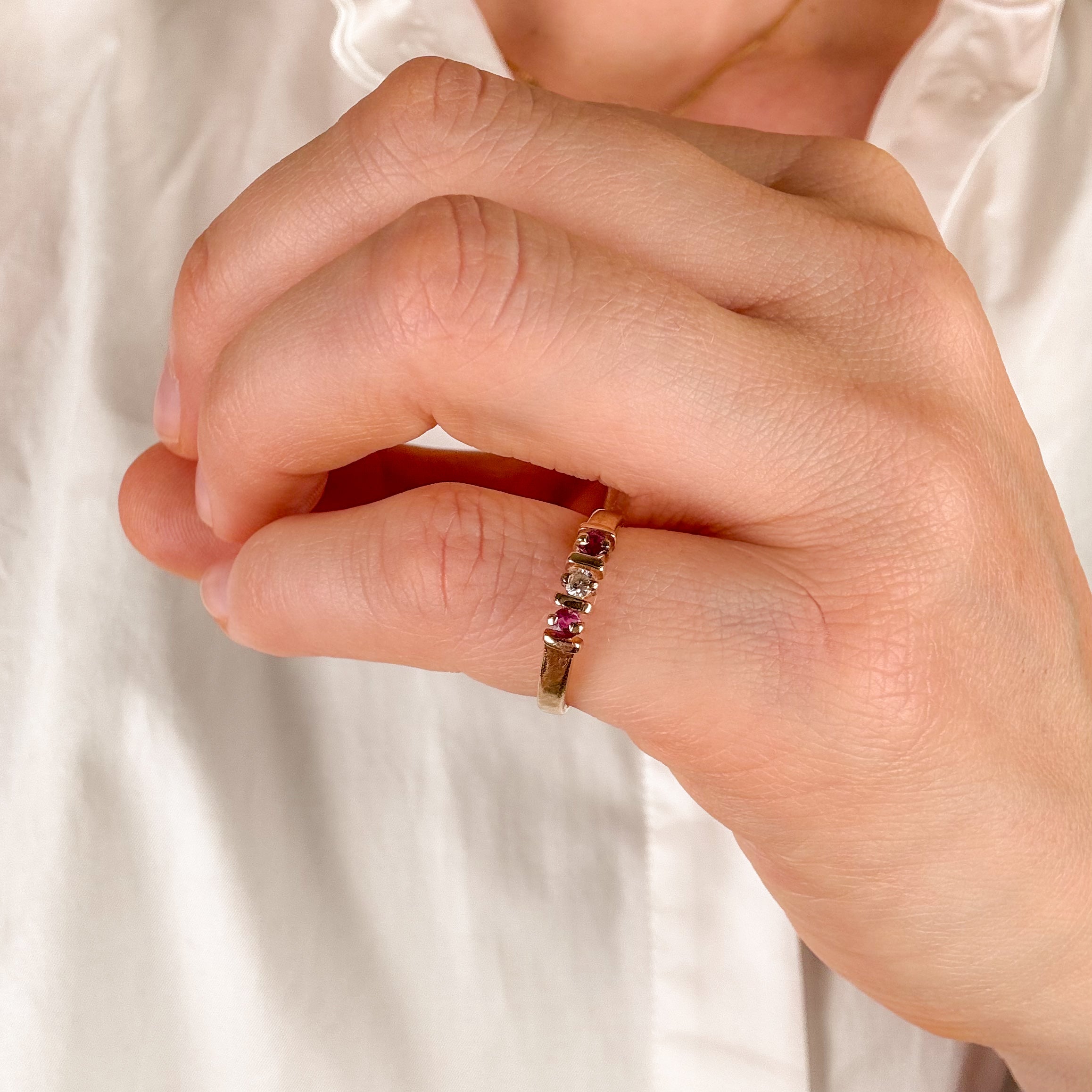 Diamond and Ruby Trilogy Pinky Ring