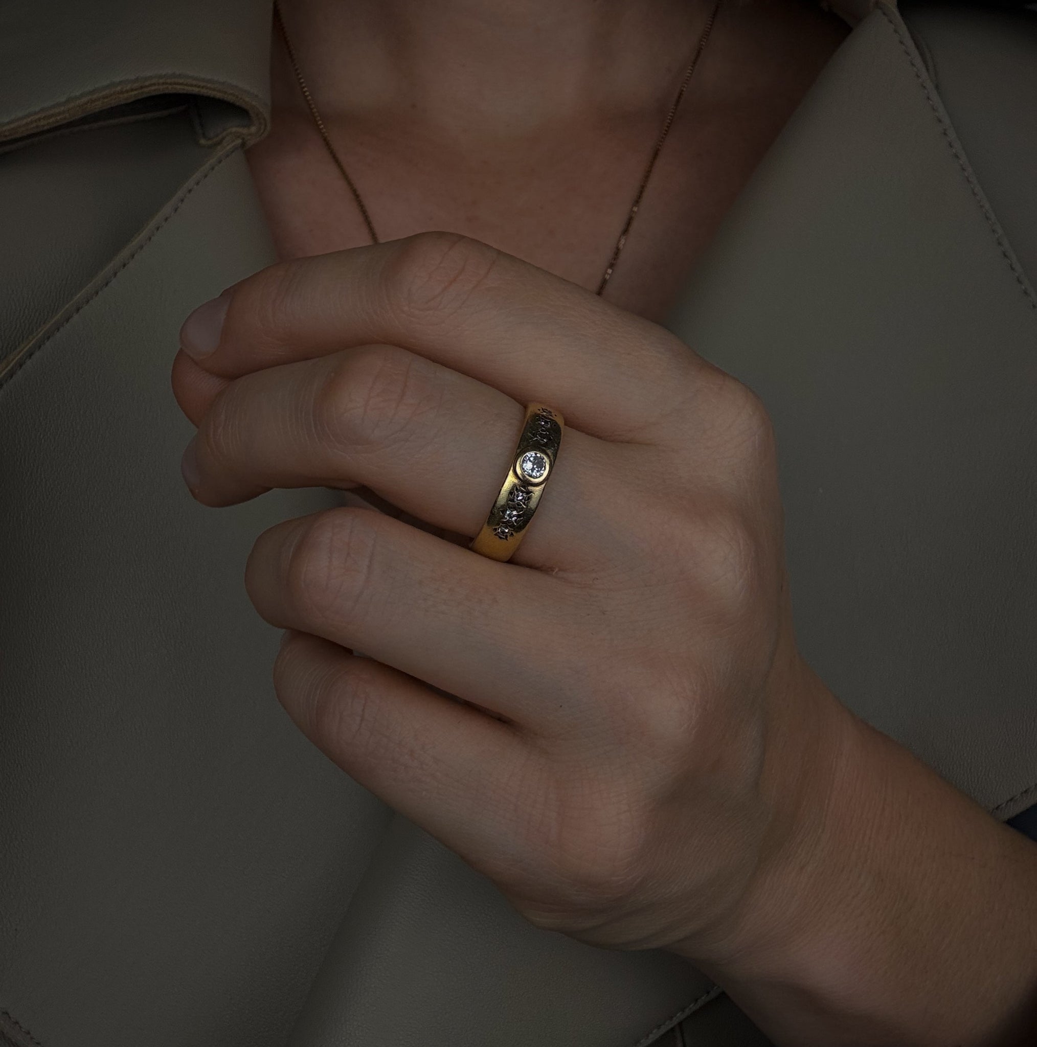 Bezel Set Old Mine Cut Diamond Band