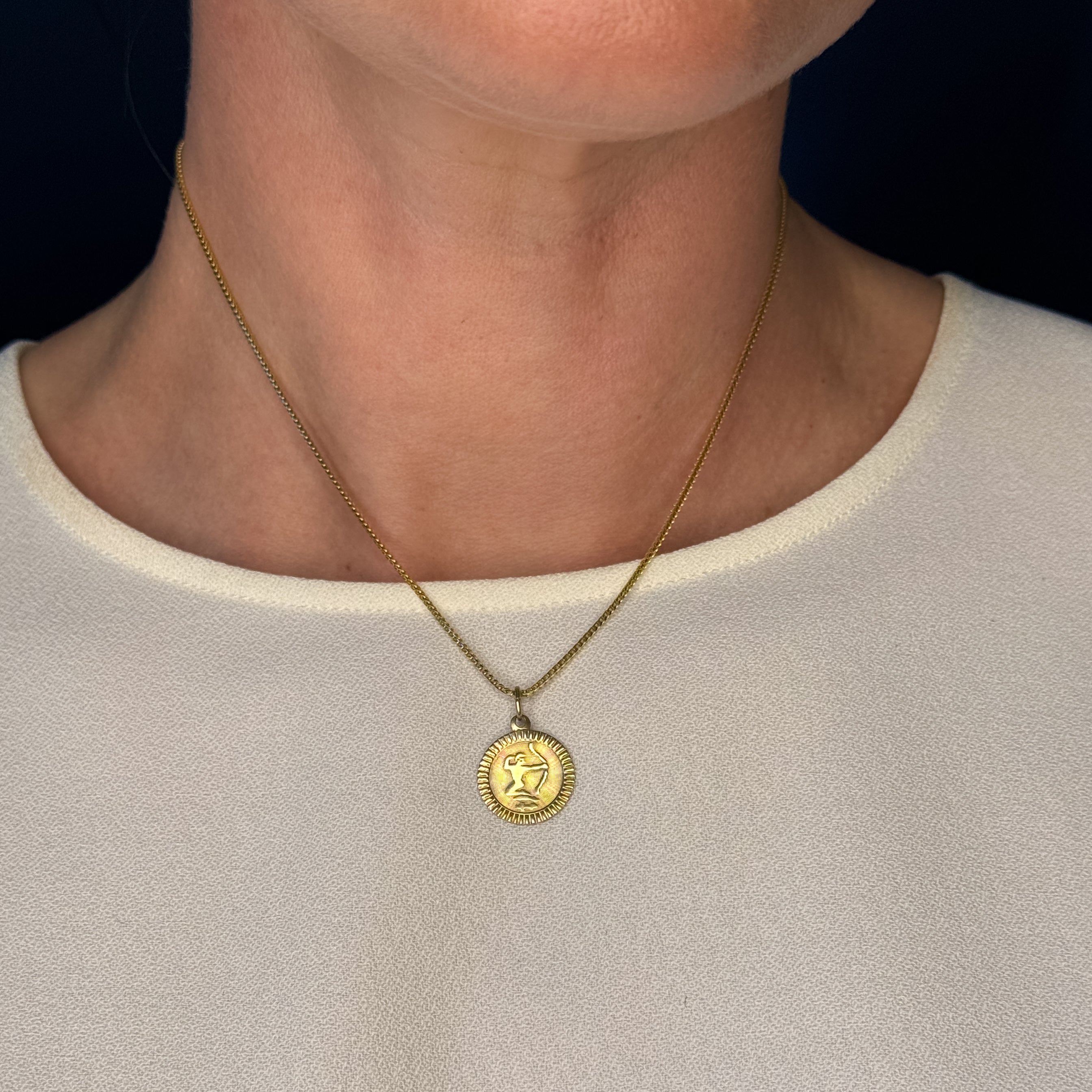 vintage gold Sagittarius Zodiac Charm