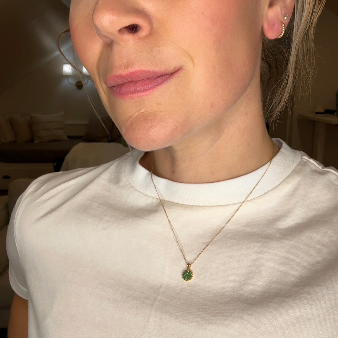 Necklace with Emerald Flower Charm