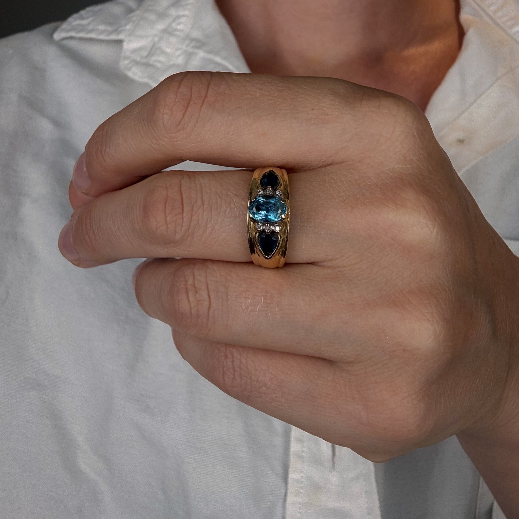 Topaz Trilogy Ring with Diamond Accents