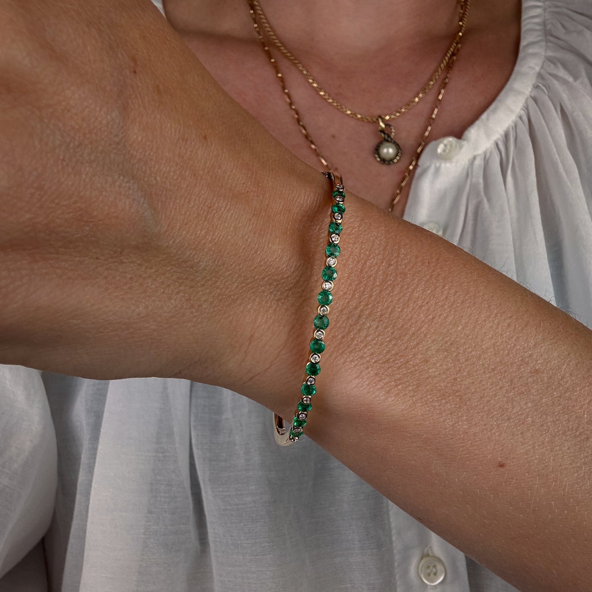 Emerald and Diamond Bangle