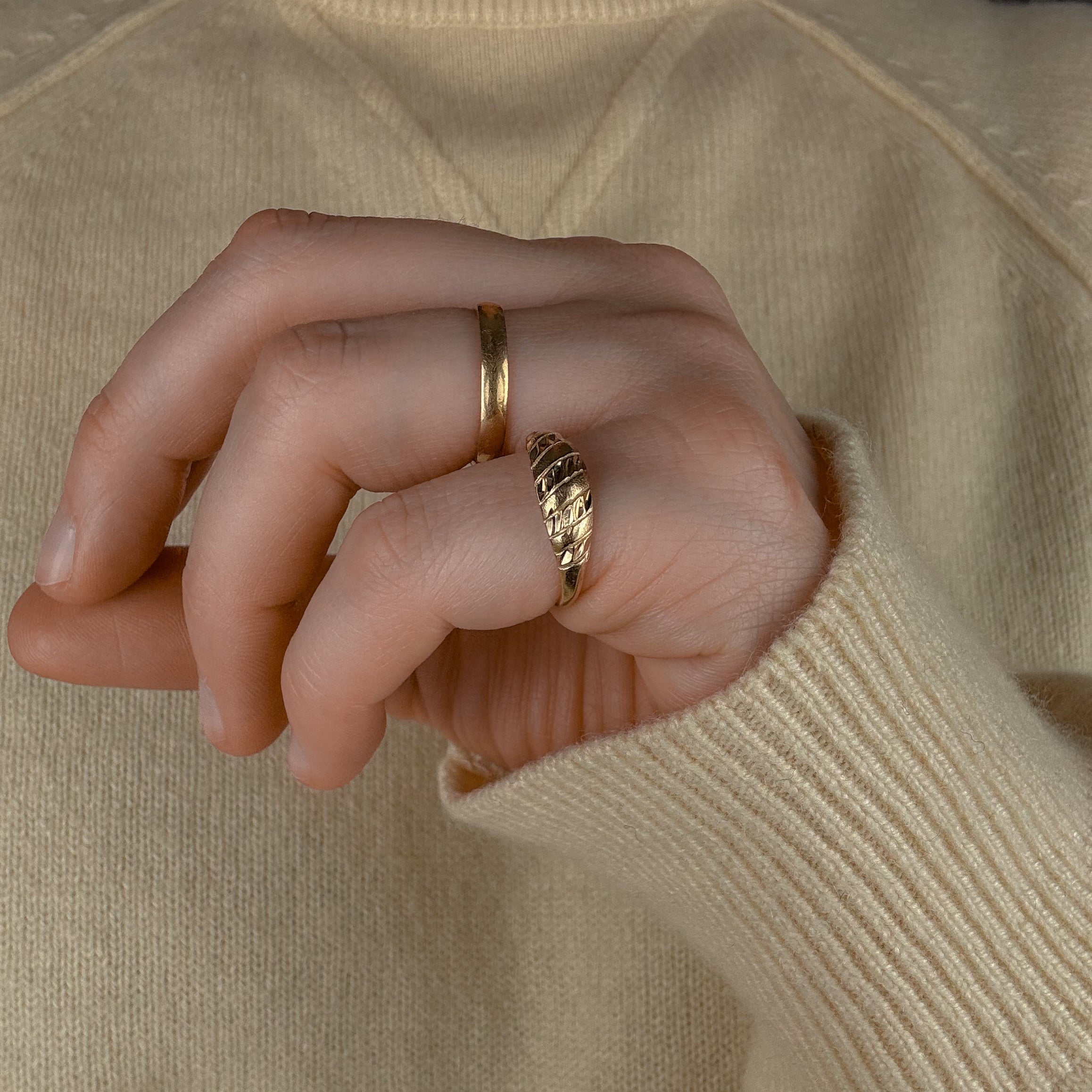 Diamond Cut Domed Ring