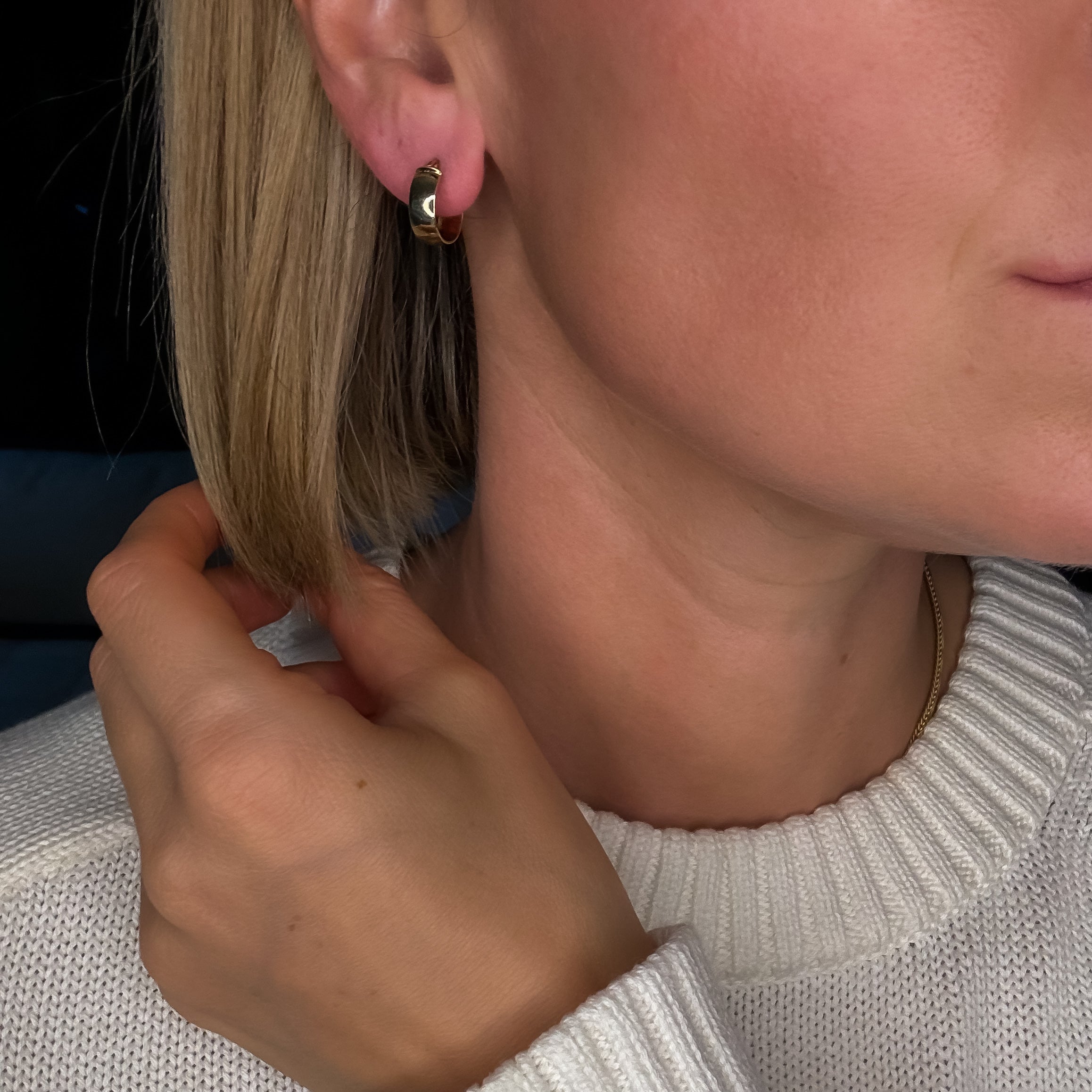 14 mm Wide Gold Hoop Earrings