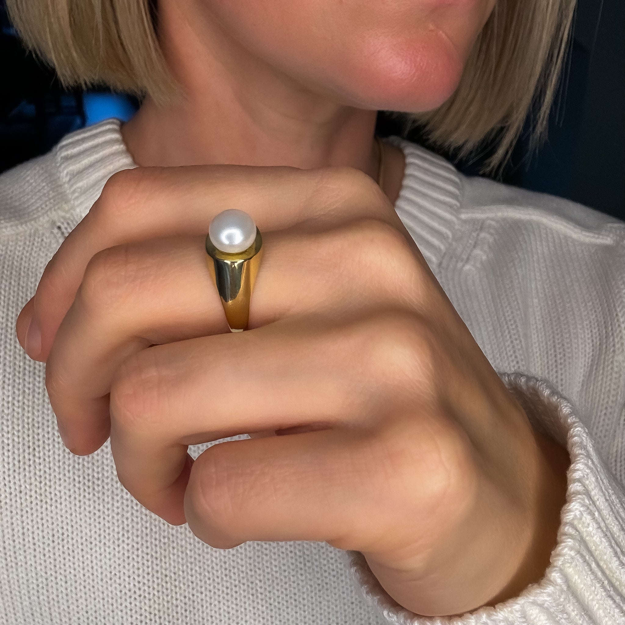 Organic Pearl Signet Ring