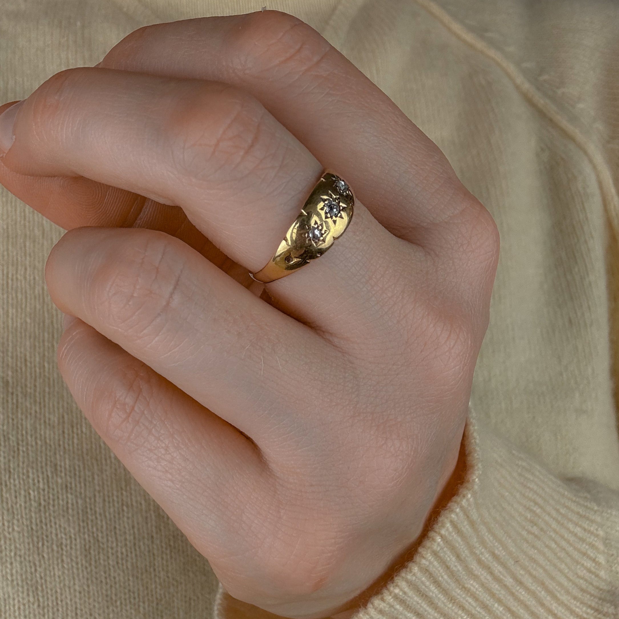 Antique Starburst Diamond Trilogy Ring