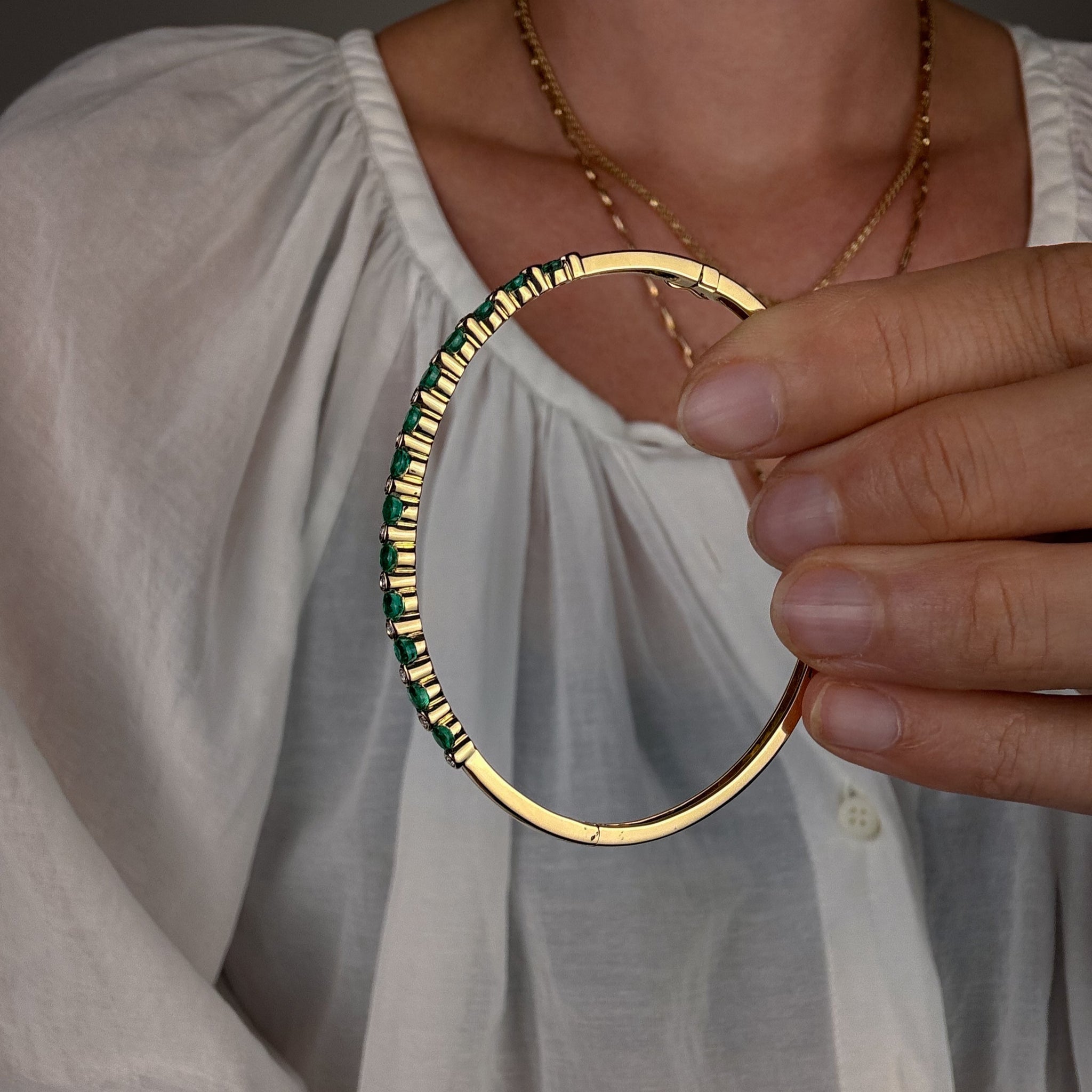Emerald and Diamond Bangle