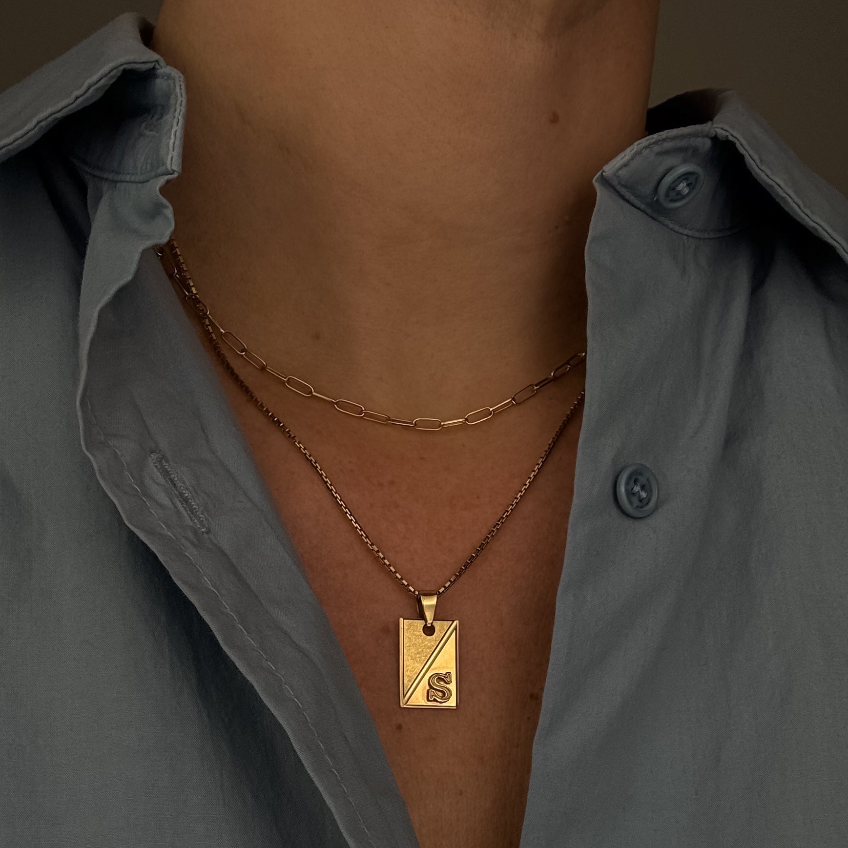 'S' Dog Tag Pendant