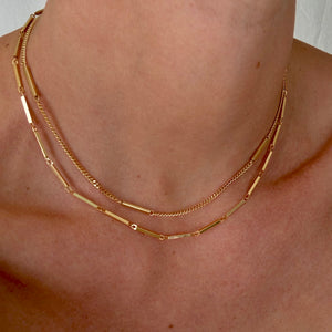 15.5" Curb and Bar Link Chain Necklace