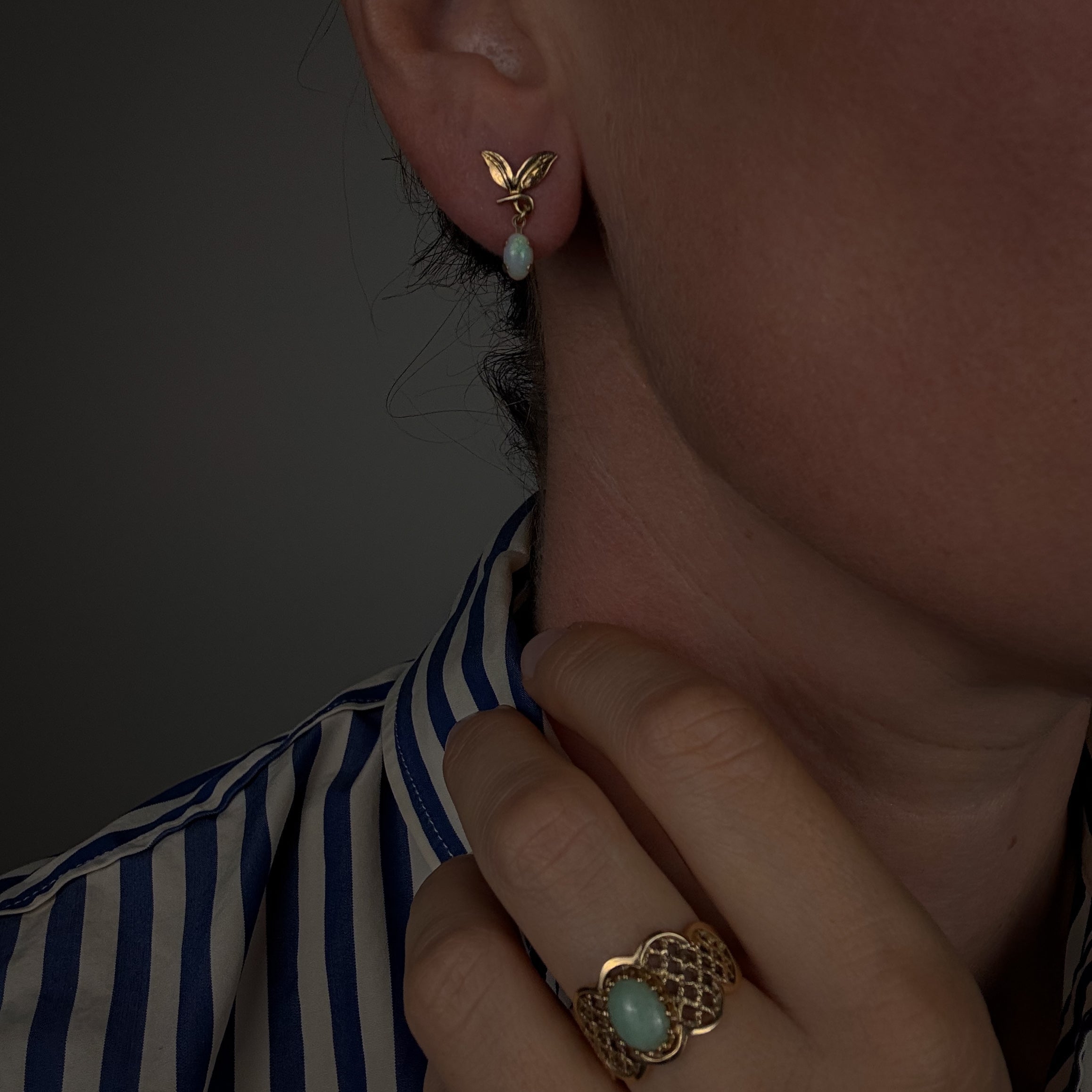 Dangling Opal Studs