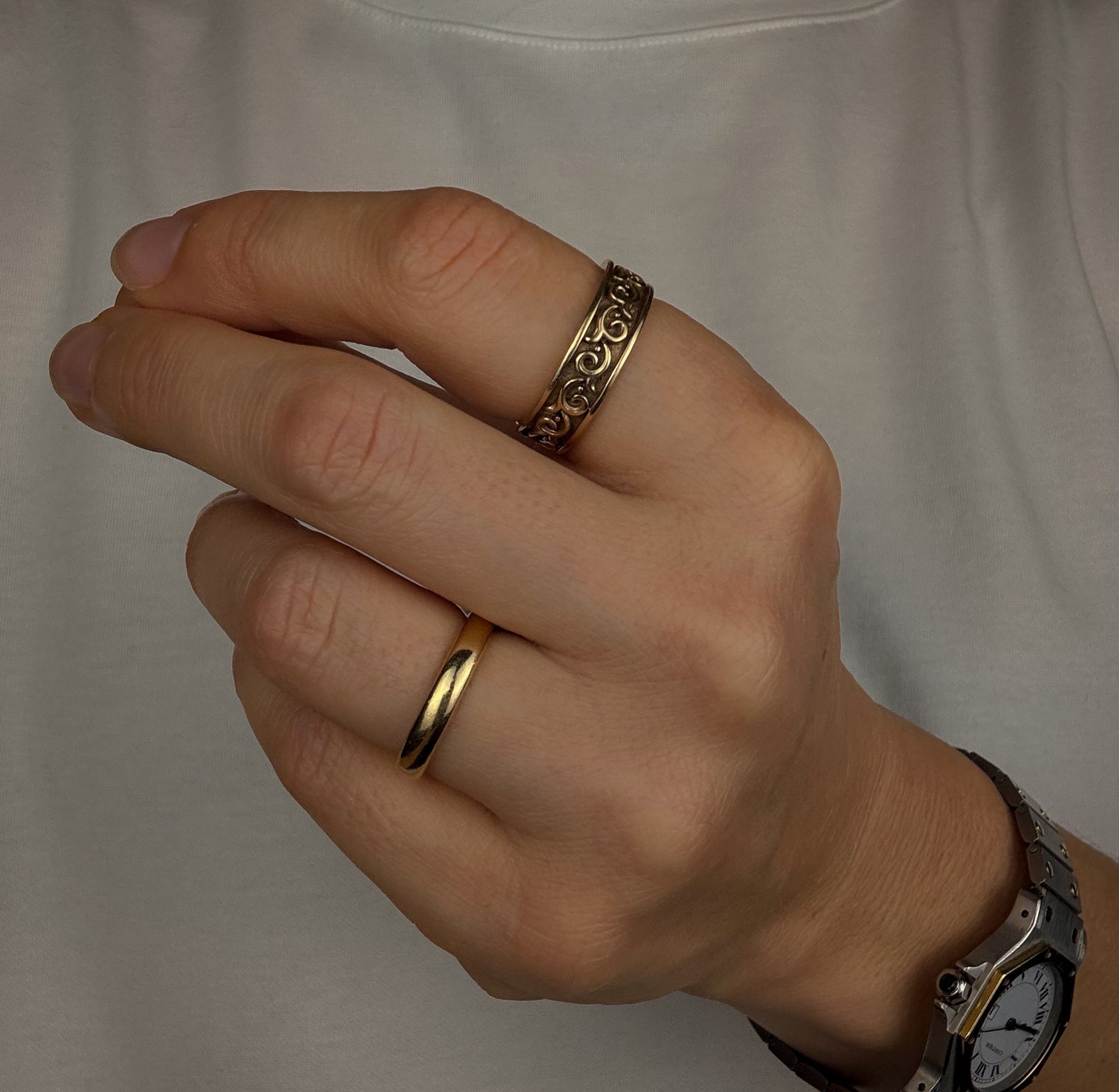 Wave Carved Gold Band