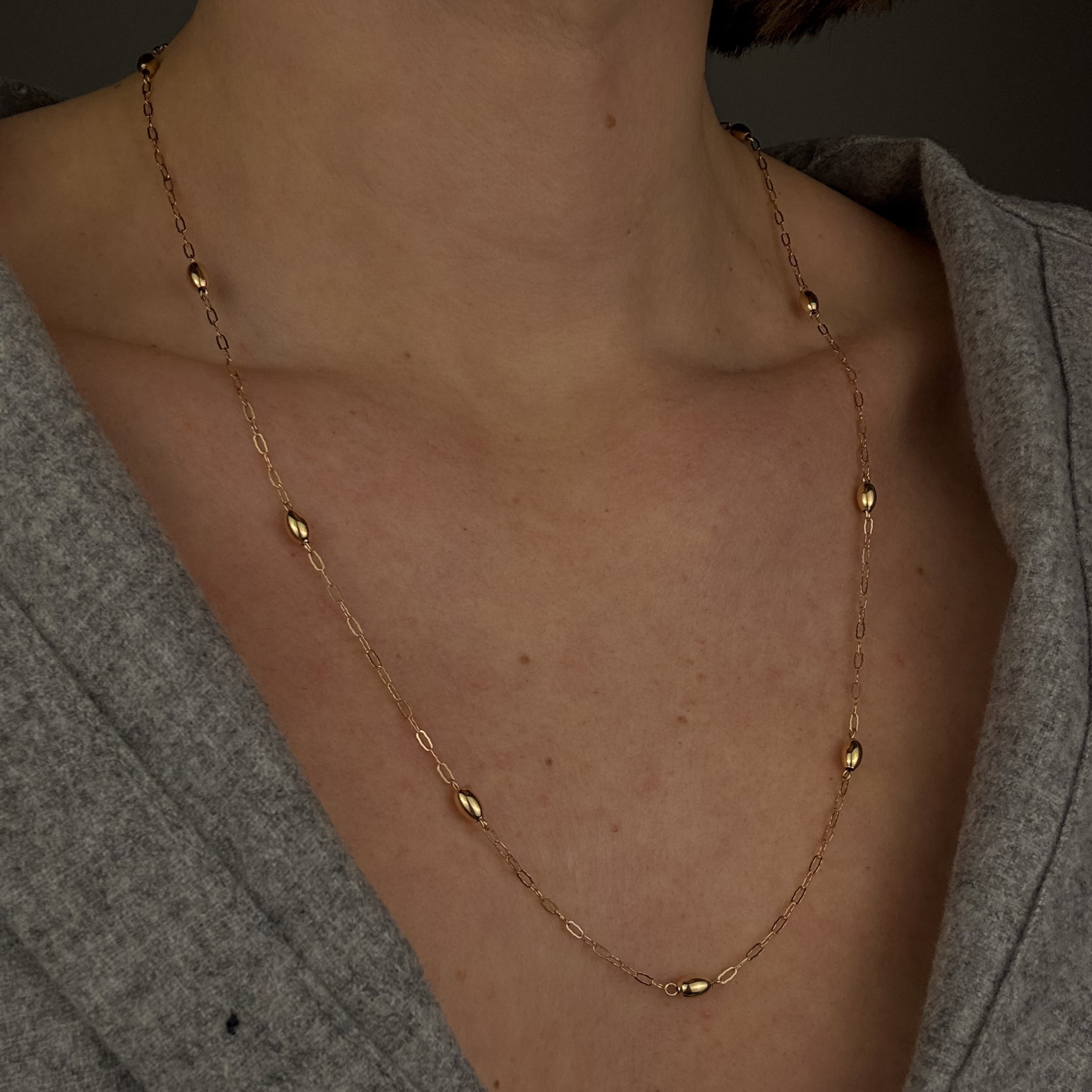 Cable Link Necklace with Ball Details