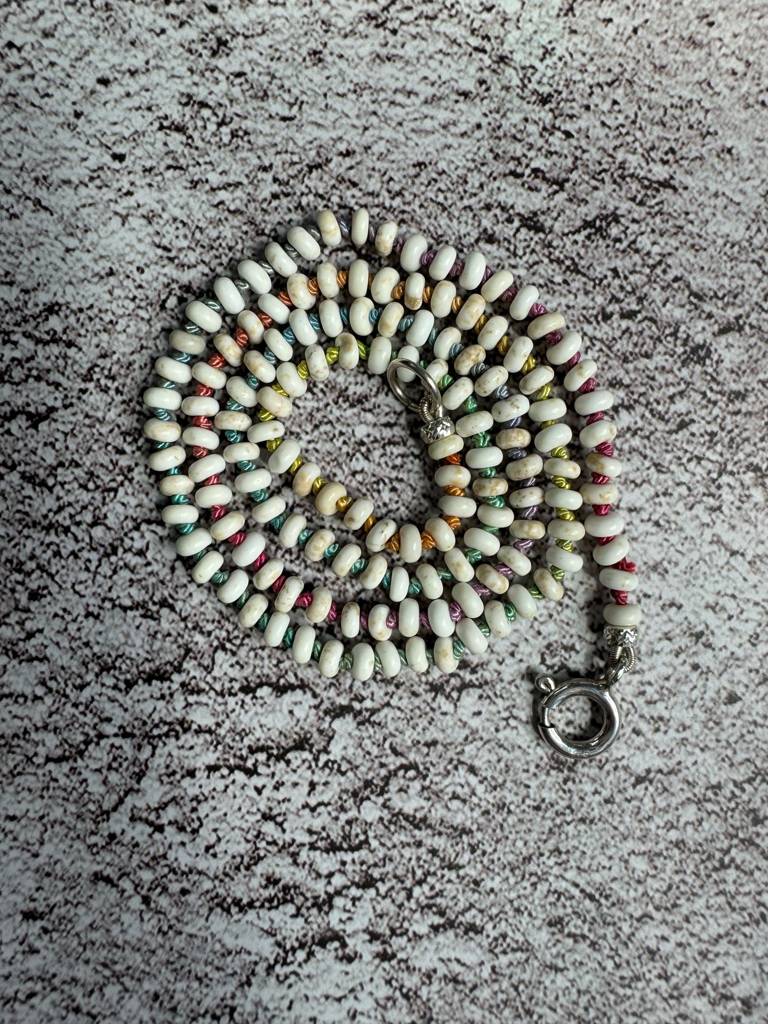 Howlite and Rainbow Silk Necklace
