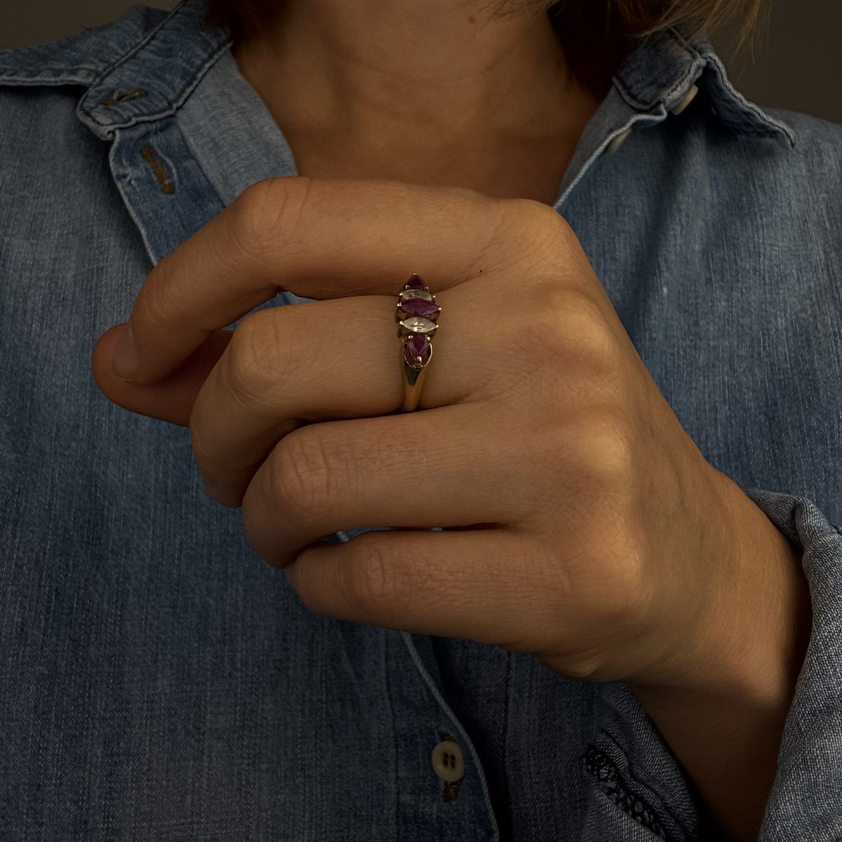 Ruby and White Topaz Ring
