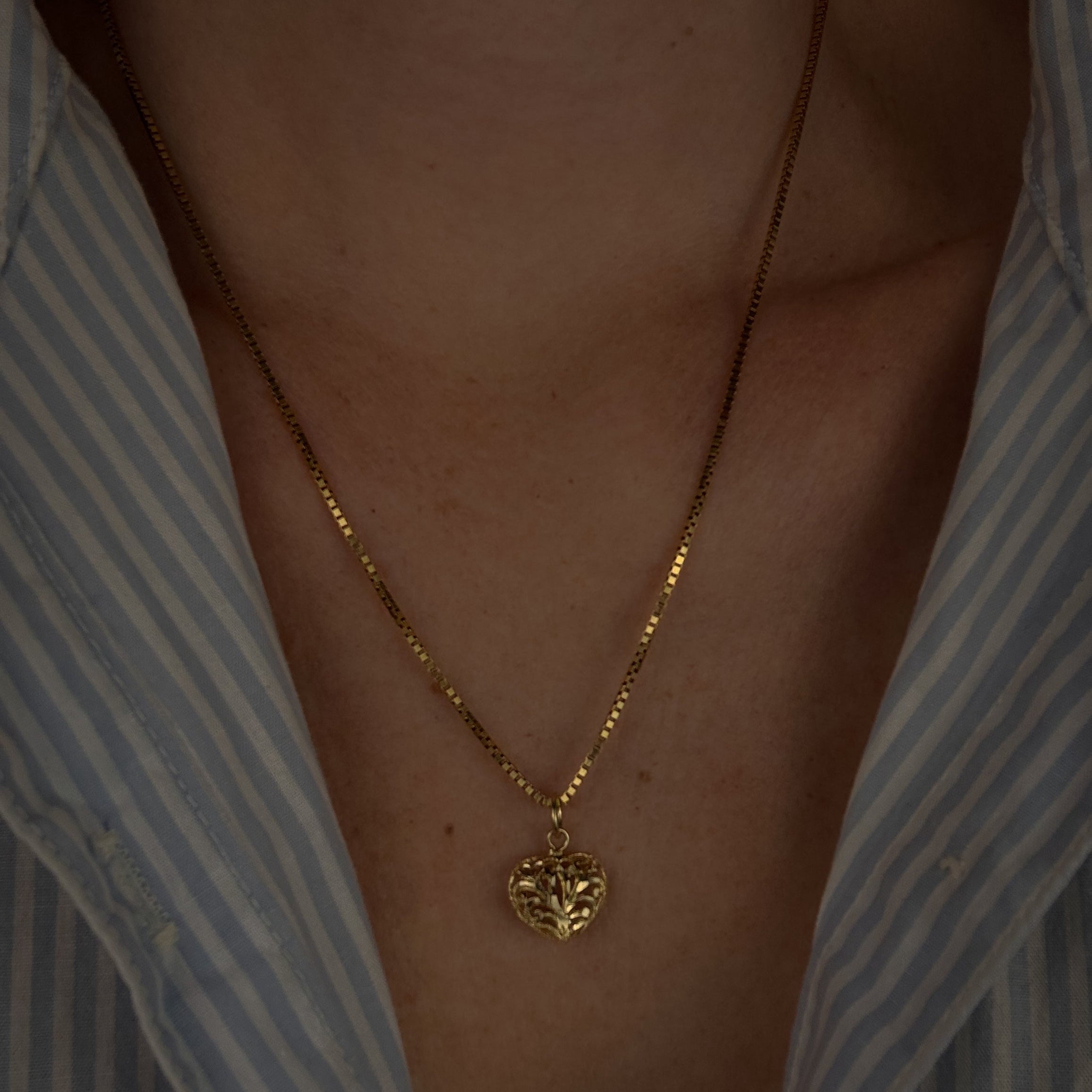 Ornate Hollow Heart Pendant
