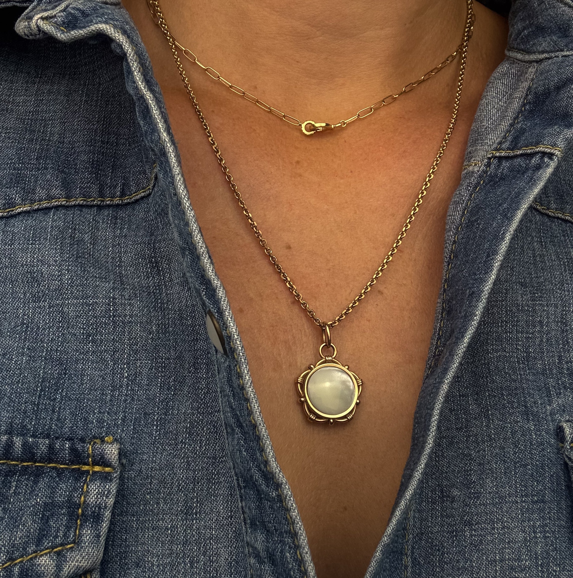 Bezel Set Mother of Pearl Pendant