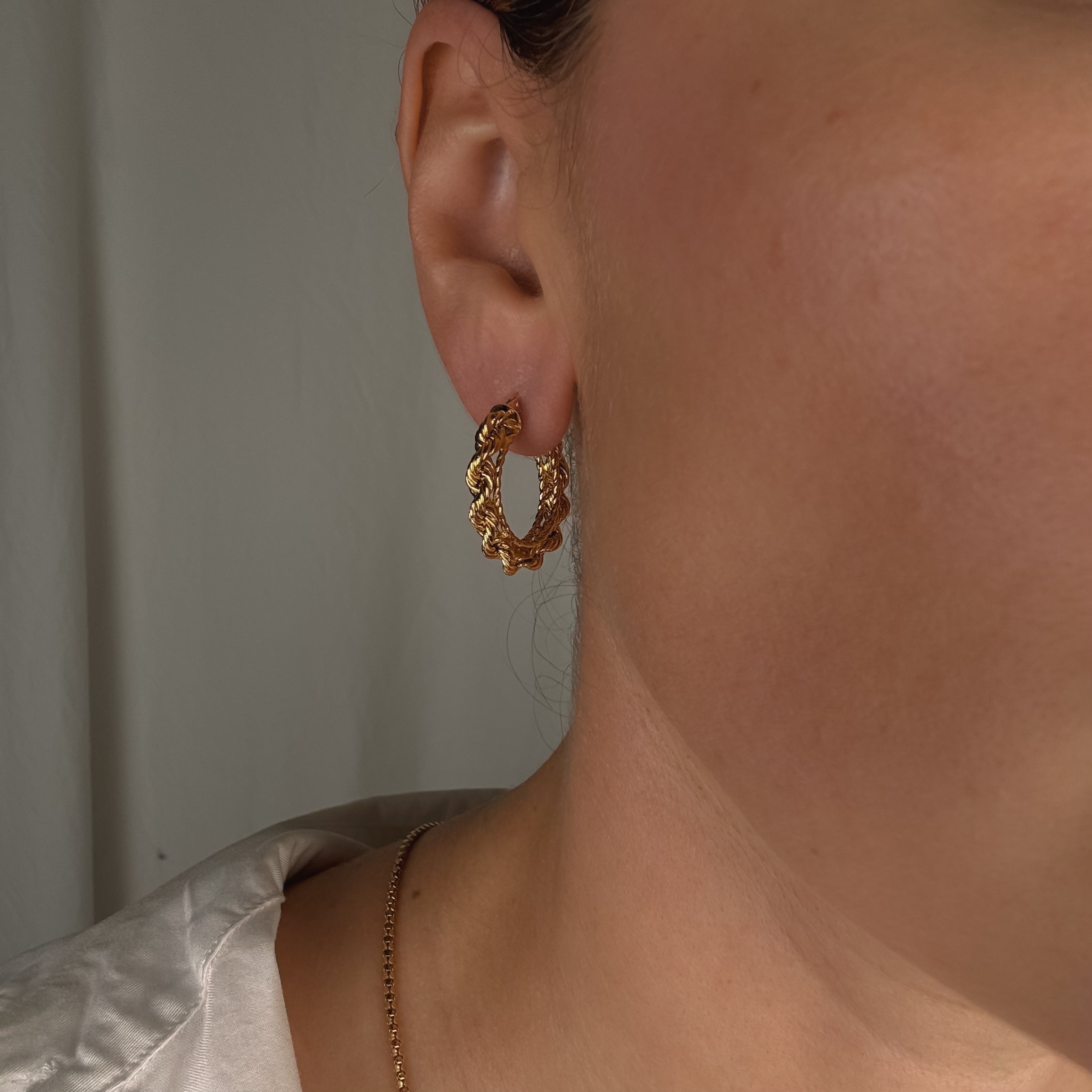 24 mm Rope Gold Hoop Earrings