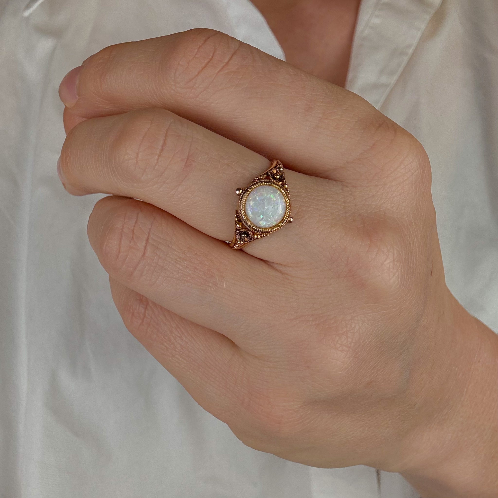 Antique Opal Orange Blossom Ring