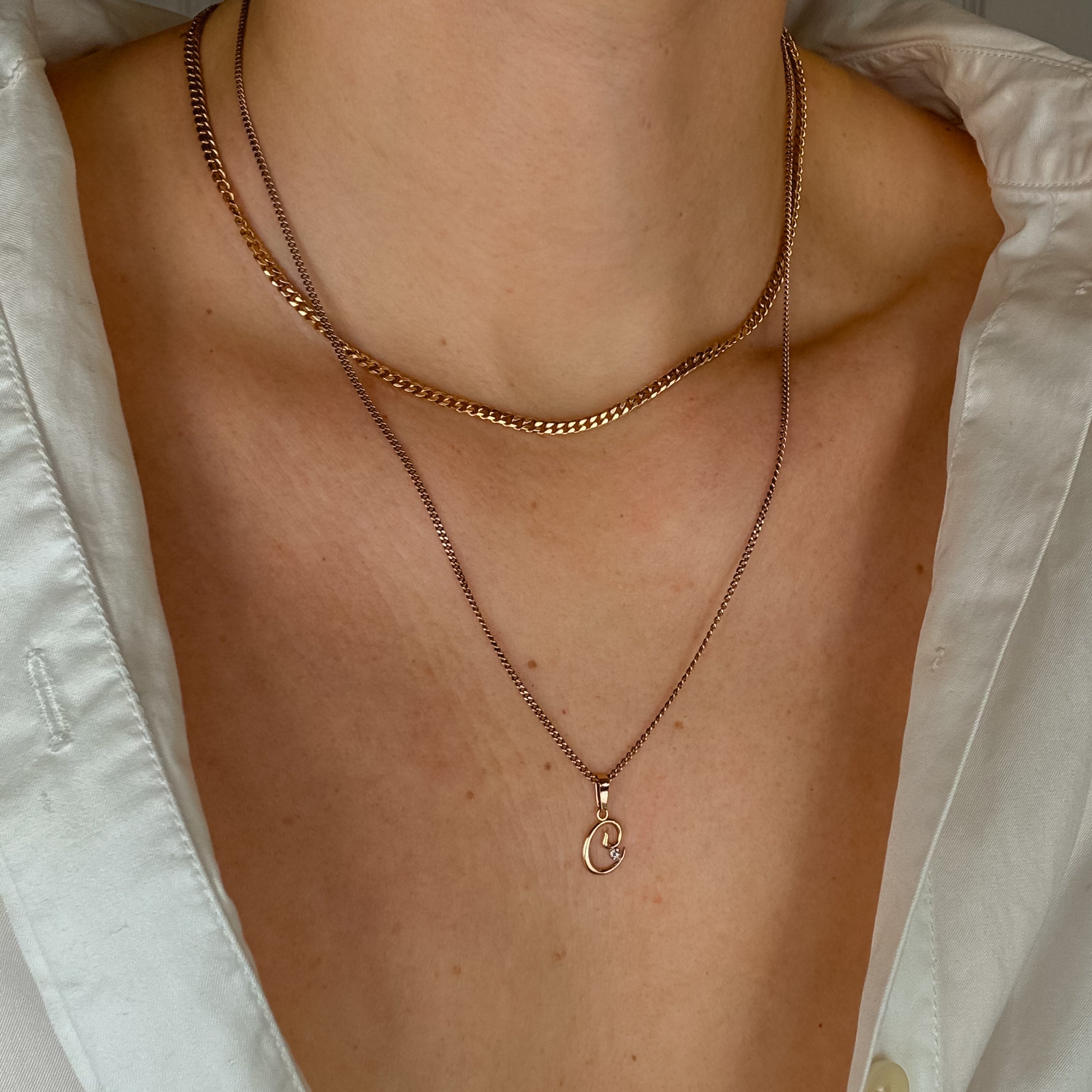 'C' Pendant with Diamond Accent