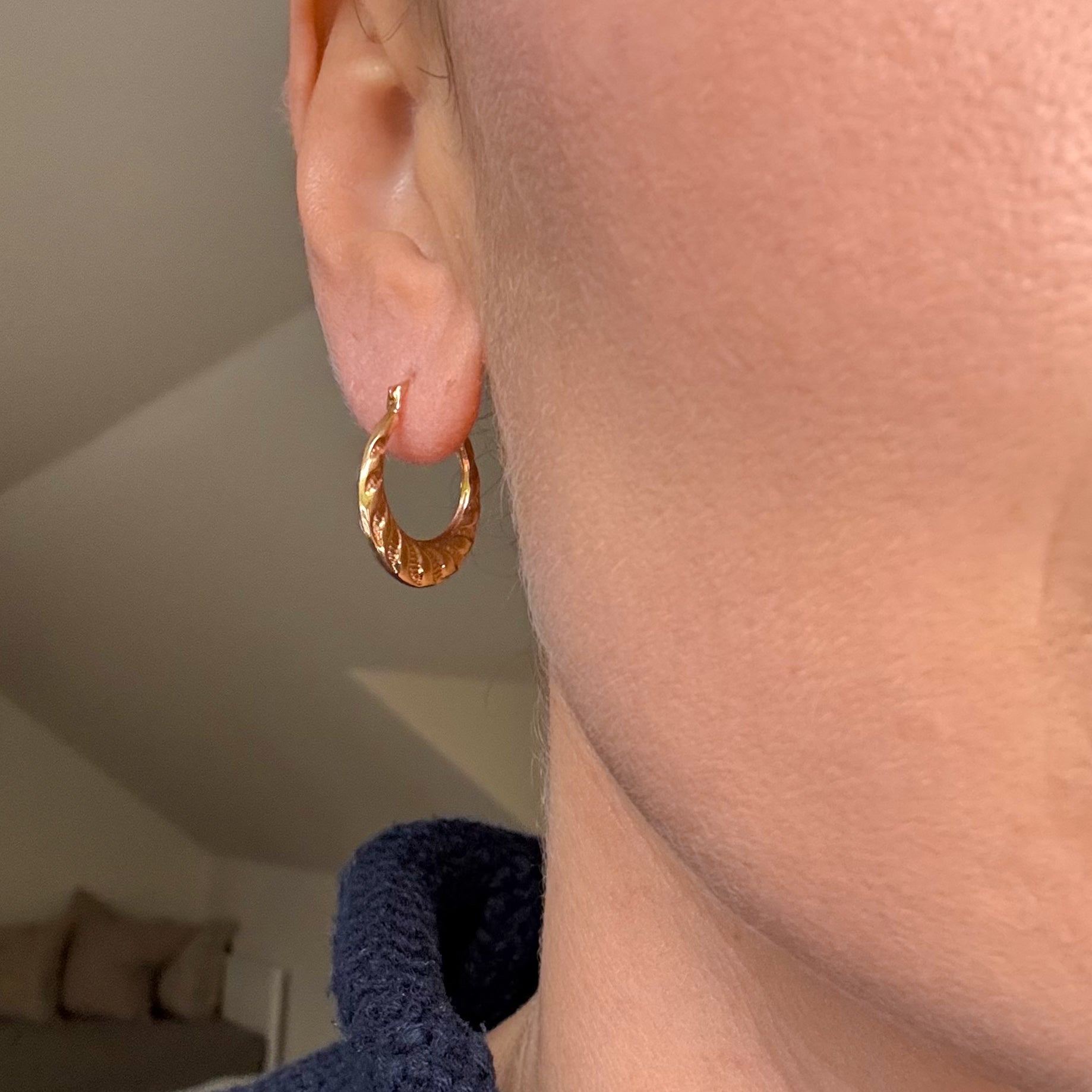 22.3 mm Rope Detail Gold Hoops