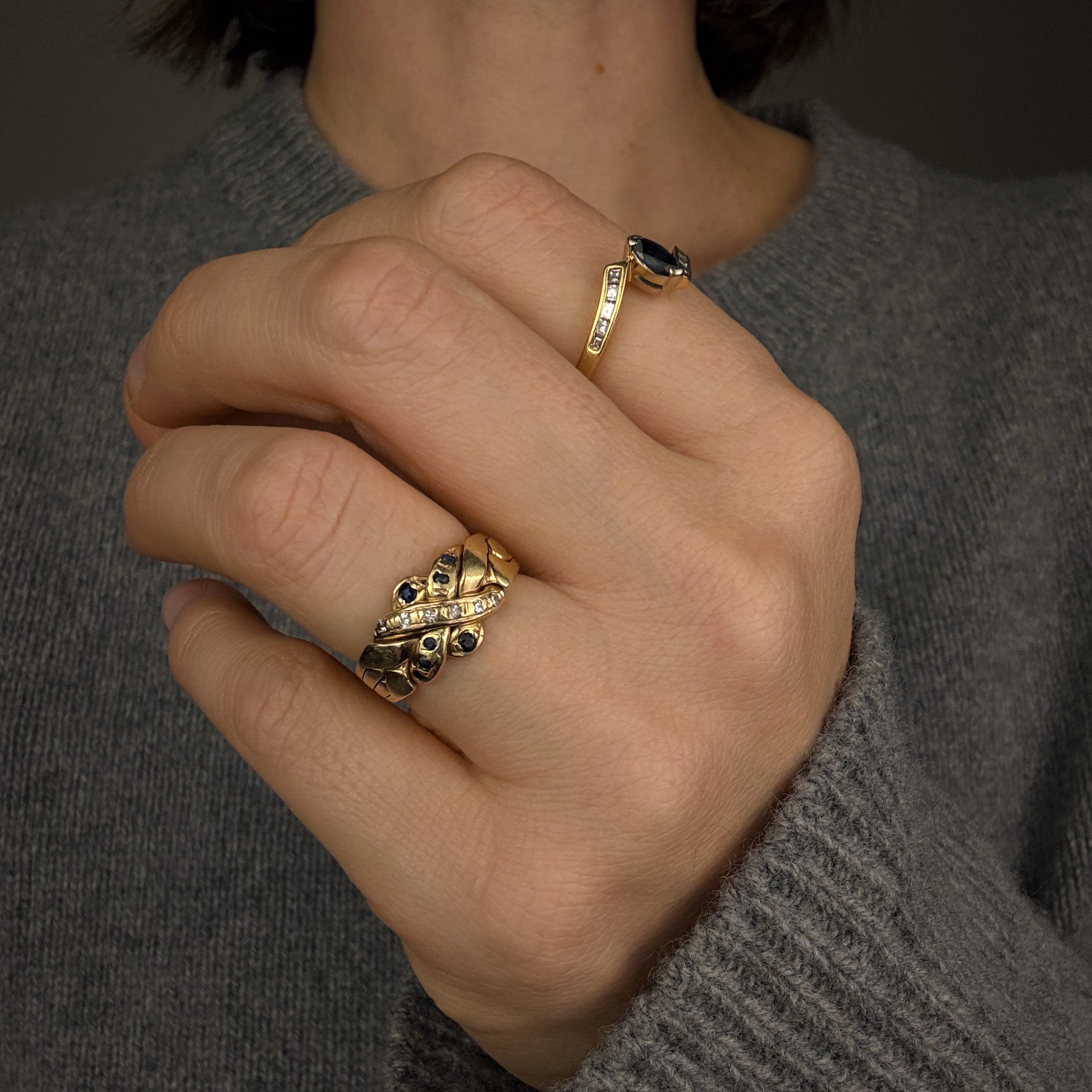 Sapphire and Diamond Puzzle Ring