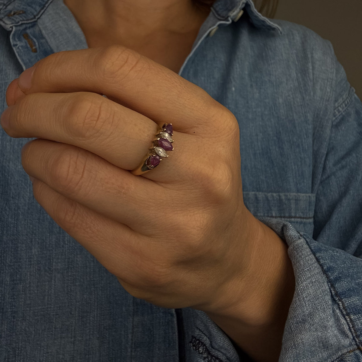 Ruby and White Topaz Ring
