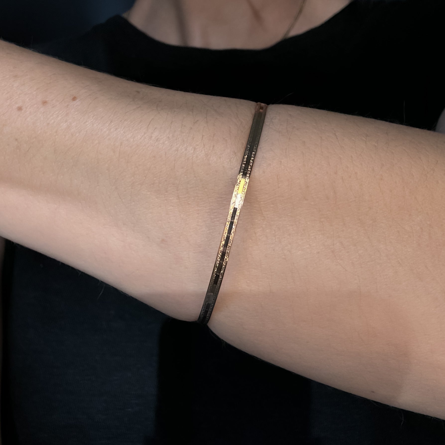 64 mm Etched Gold Slim Bangle Bracelet