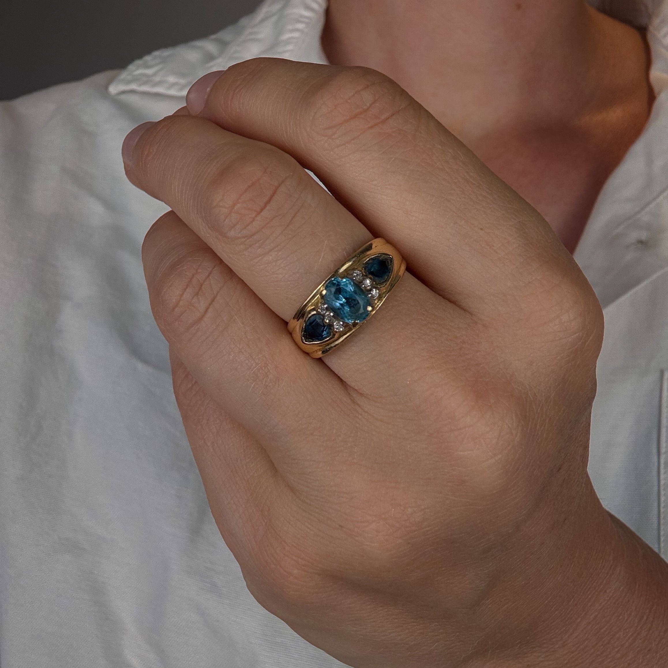 Topaz Trilogy Ring with Diamond Accents